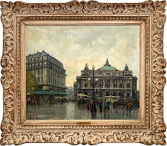 Peinture à l'huile sur toile « Palais Garnier » - Scène de rue parisienne post-impressionniste