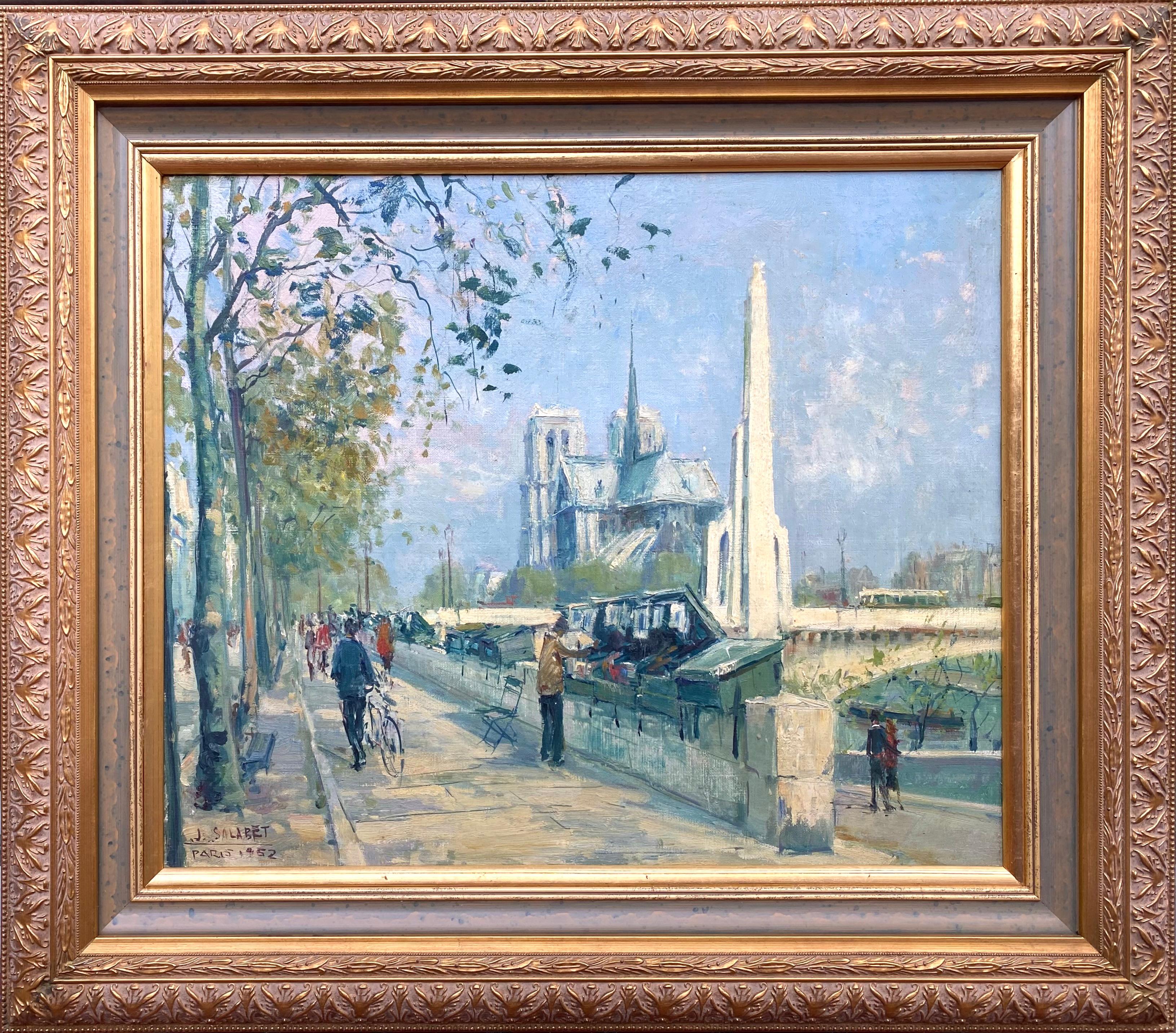Bibliothèques parisiennes Notre Dame - Painting de Jean Salabet
