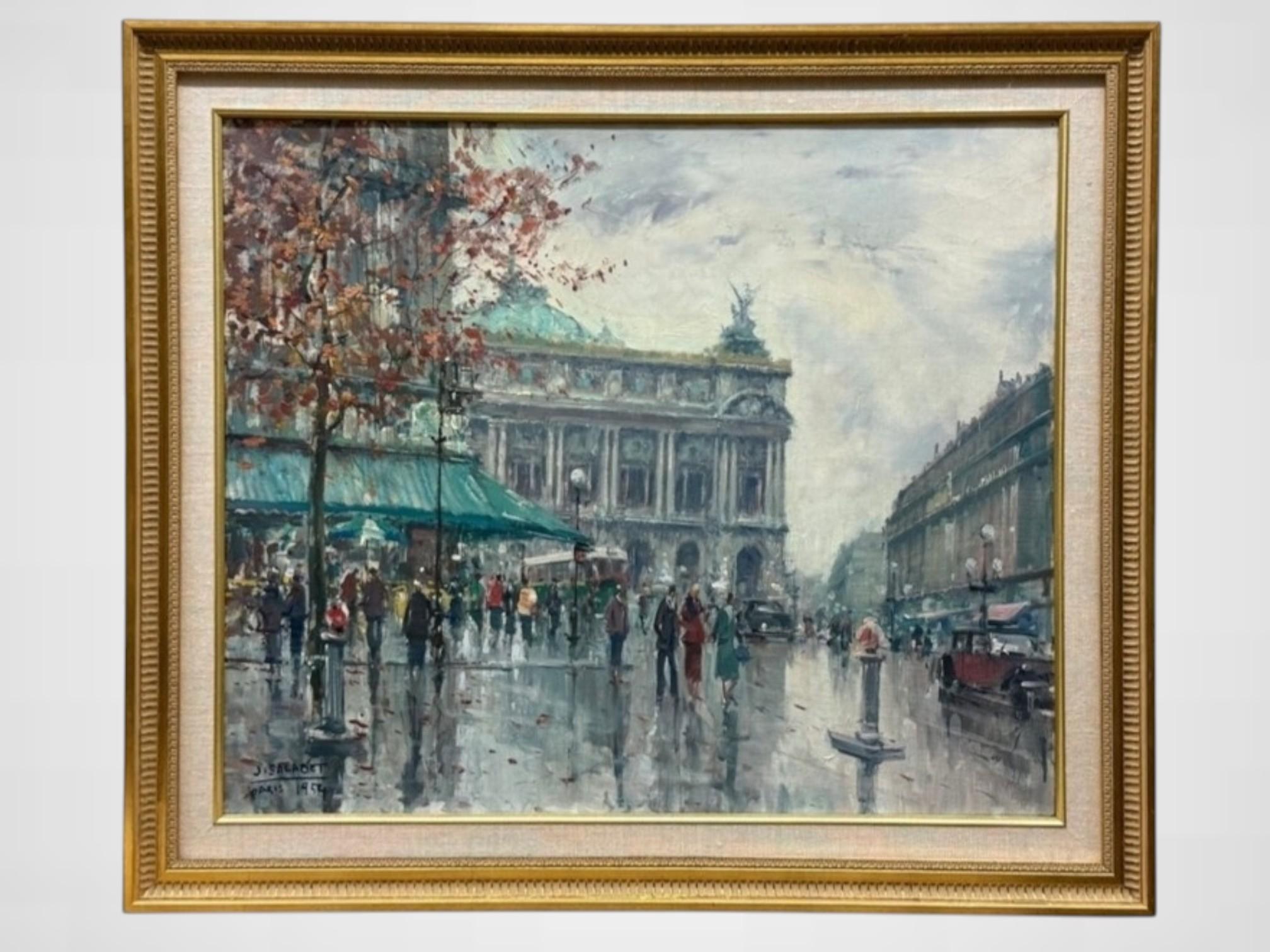 Pariser Straßenszene – Painting von Jean Salabet