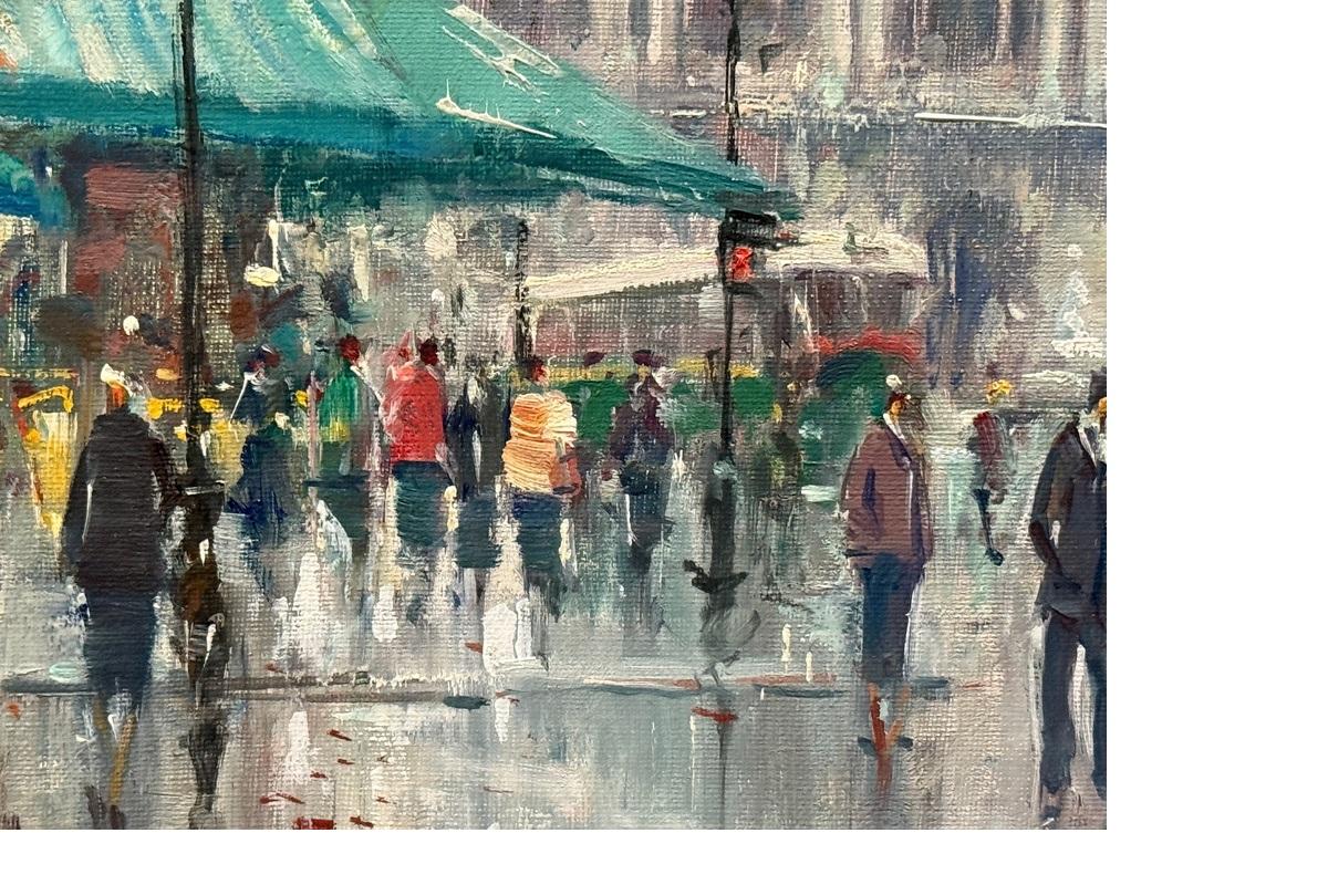 Pariser Straßenszene (Grau), Landscape Painting, von Jean Salabet