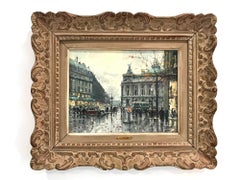 "Place de l'Opéra" Impressionist Parisian Street Scene Oil Painting on Canvas