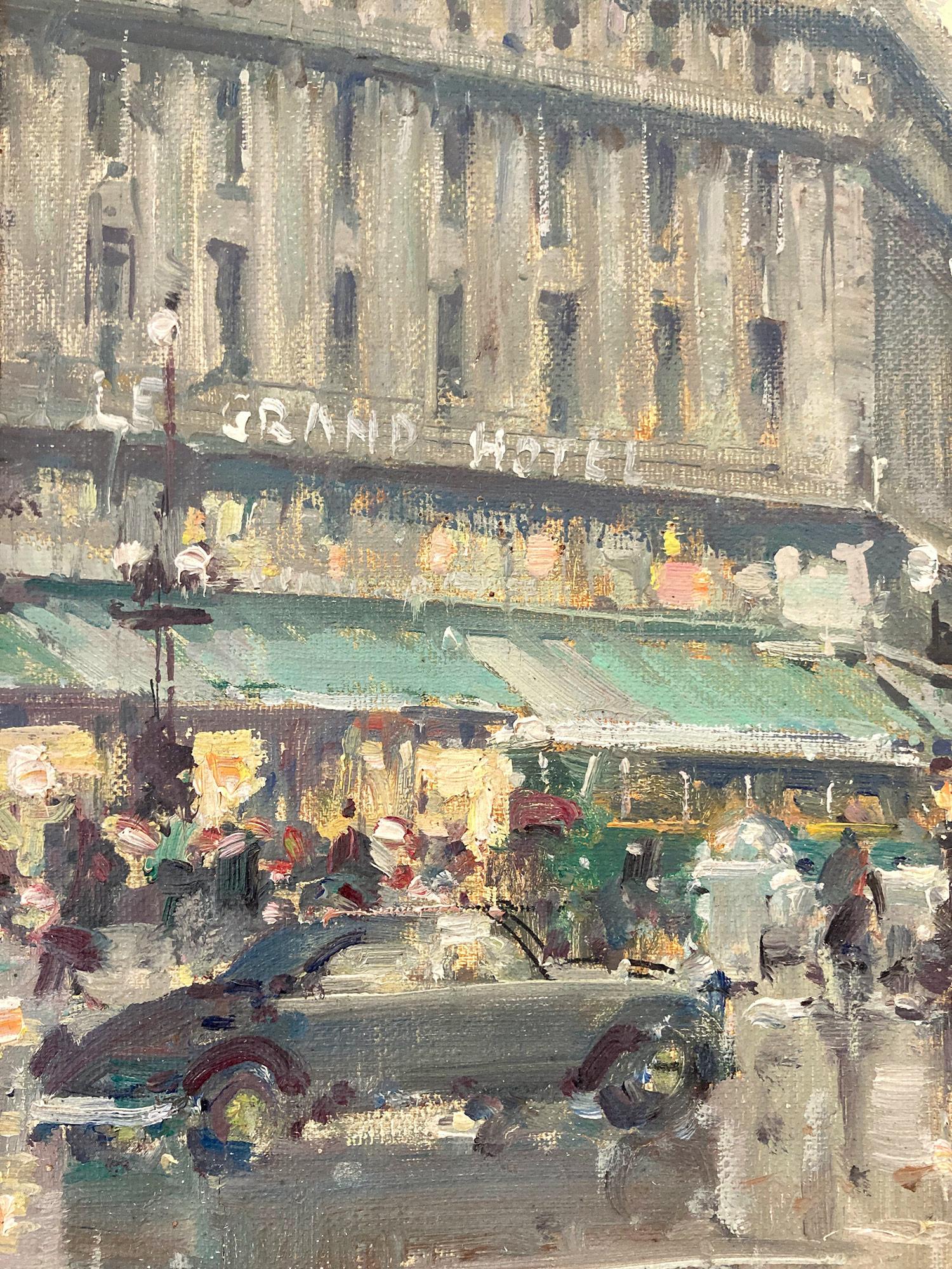 Une belle huile sur toile de l'artiste français Jean Salabet. Salabet était un peintre parisien connu pour ses paysages urbains colorés décrivant l'époque de sa génération. Son travail est comparable à ceux de Jules Herve, Antoine Blanchard et