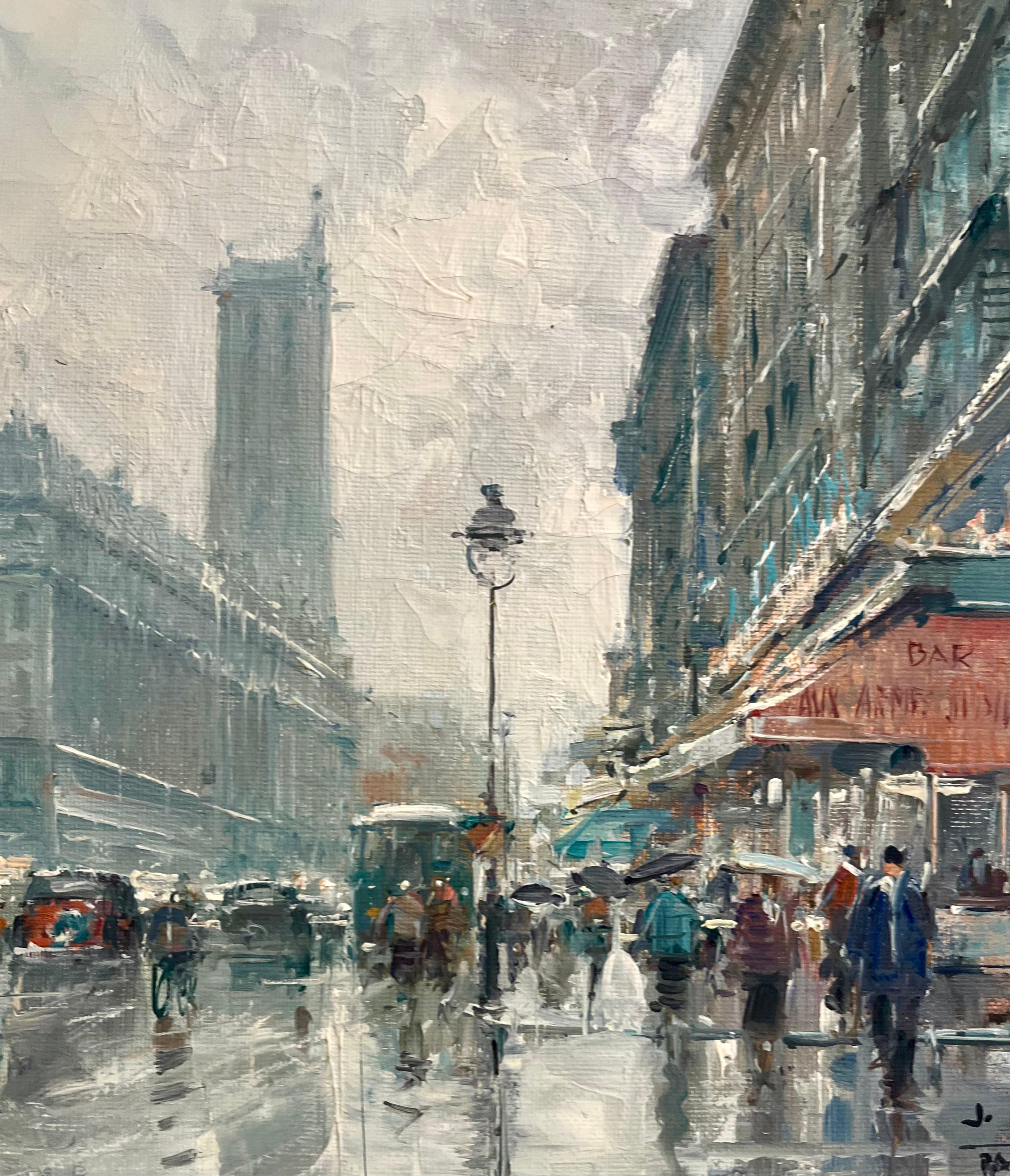 Rue de Rivoli, Paris, France - Impressionnisme Painting par Jean Salabet