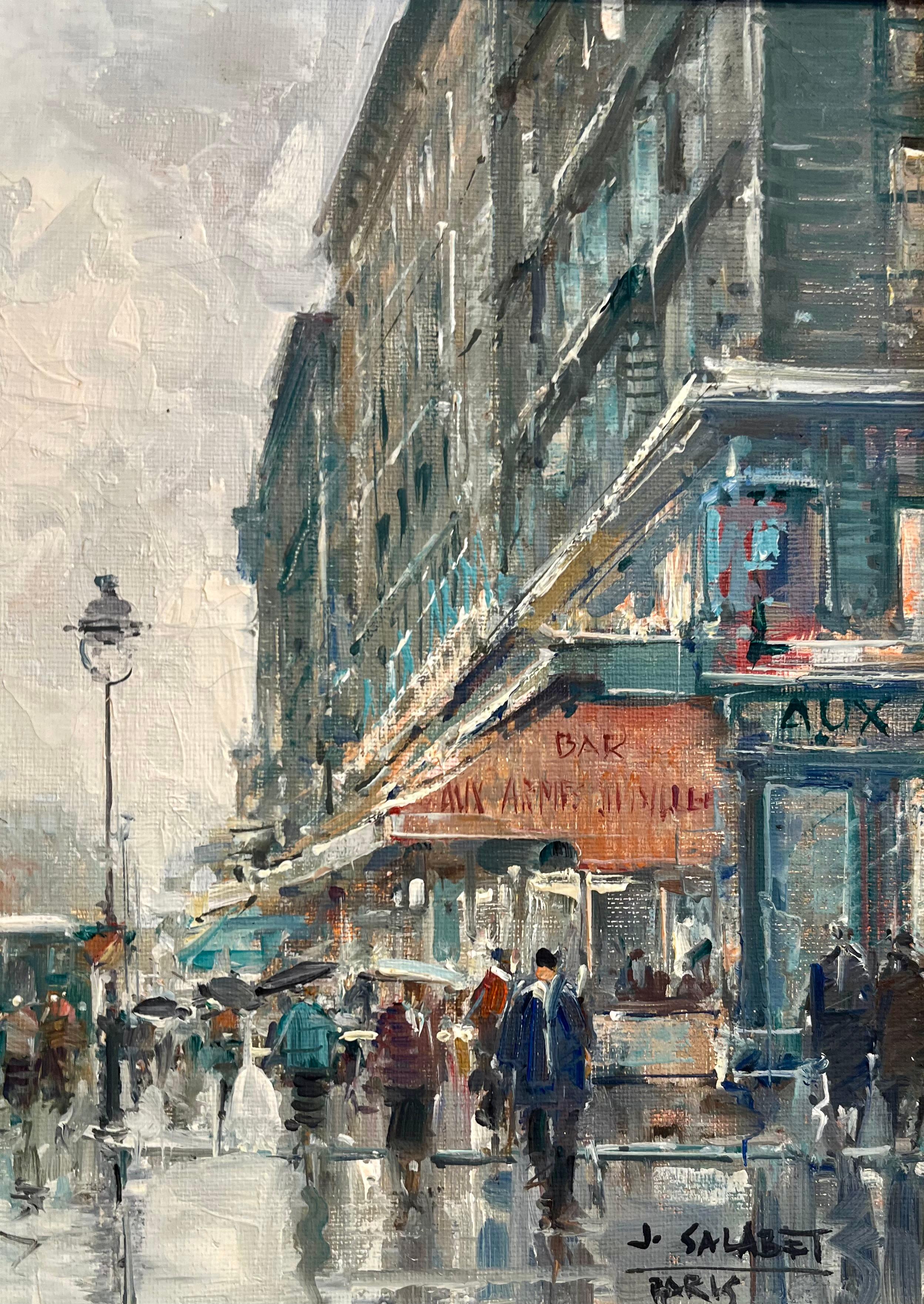 Rue de Rivoli, Paris, France - Gris Landscape Painting par Jean Salabet