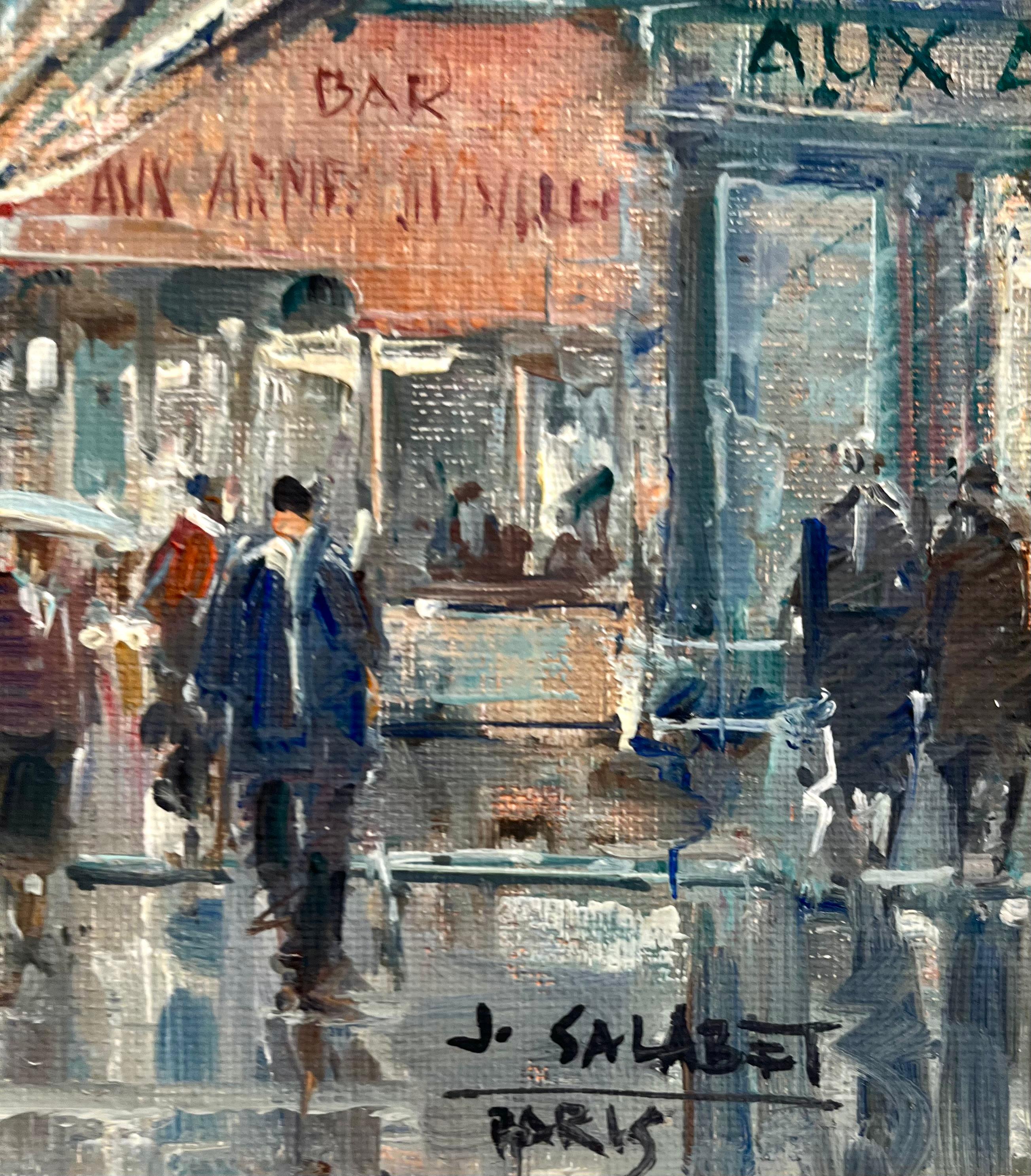 L'œuvre de Jean Salabet, Rue de Rivoli, Paris, France, capture magnifiquement l'essence de l'une des rues les plus emblématiques de Paris. Peinte dans son style impressionniste caractéristique, la scène est animée par le mouvement des piétons et des
