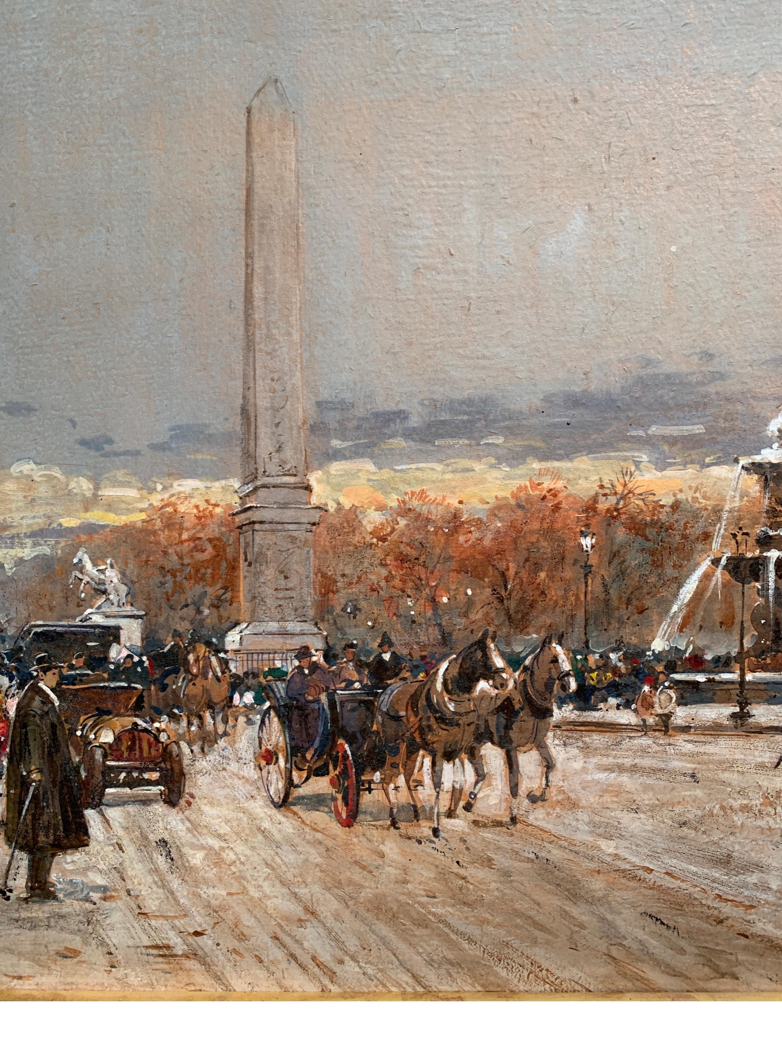 Street Scene in Paris from the 1930 period - Impressionist Painting by Jean Salabet