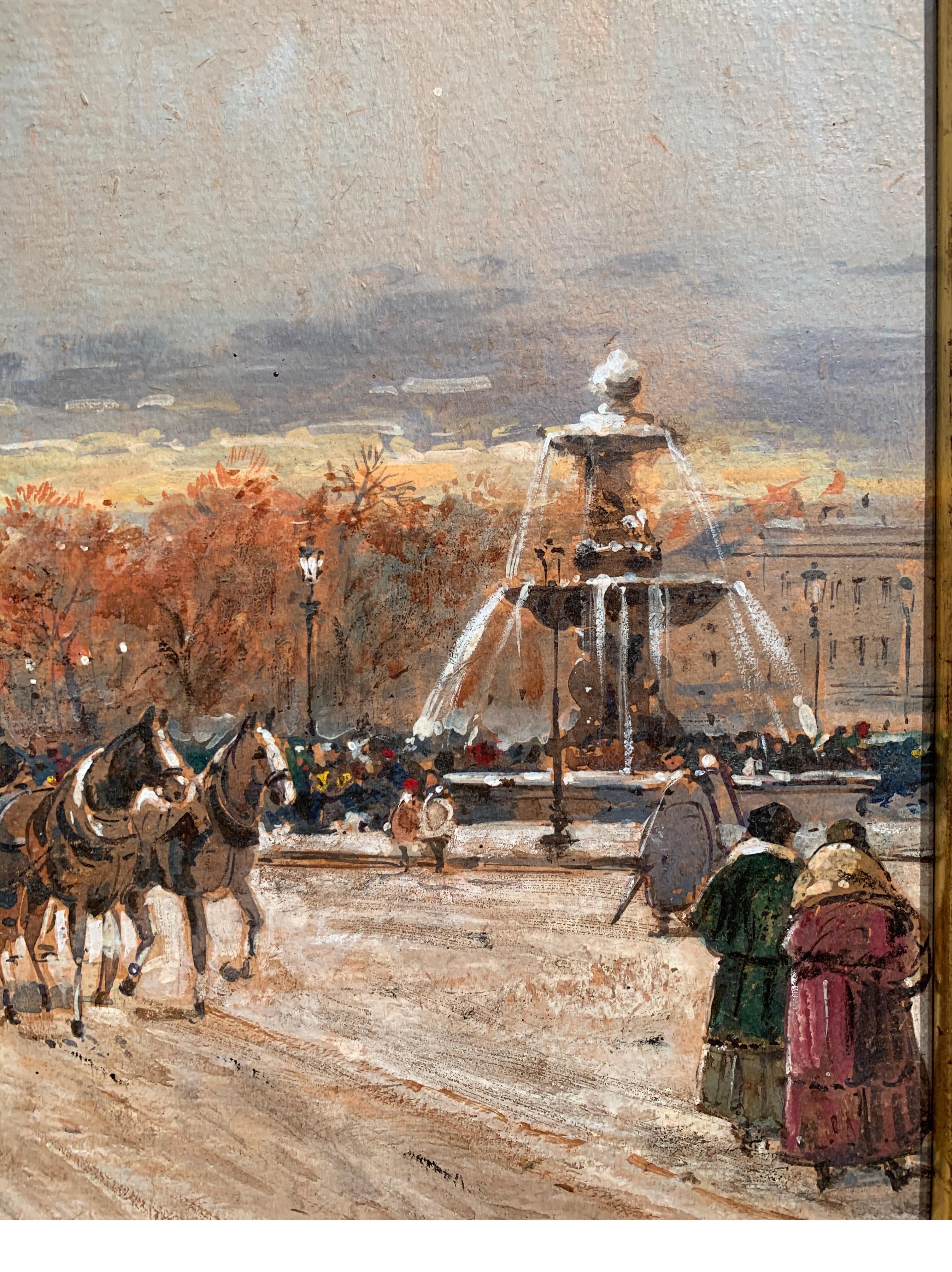 Street Scene in Paris from the 1930 period - Black Landscape Painting by Jean Salabet
