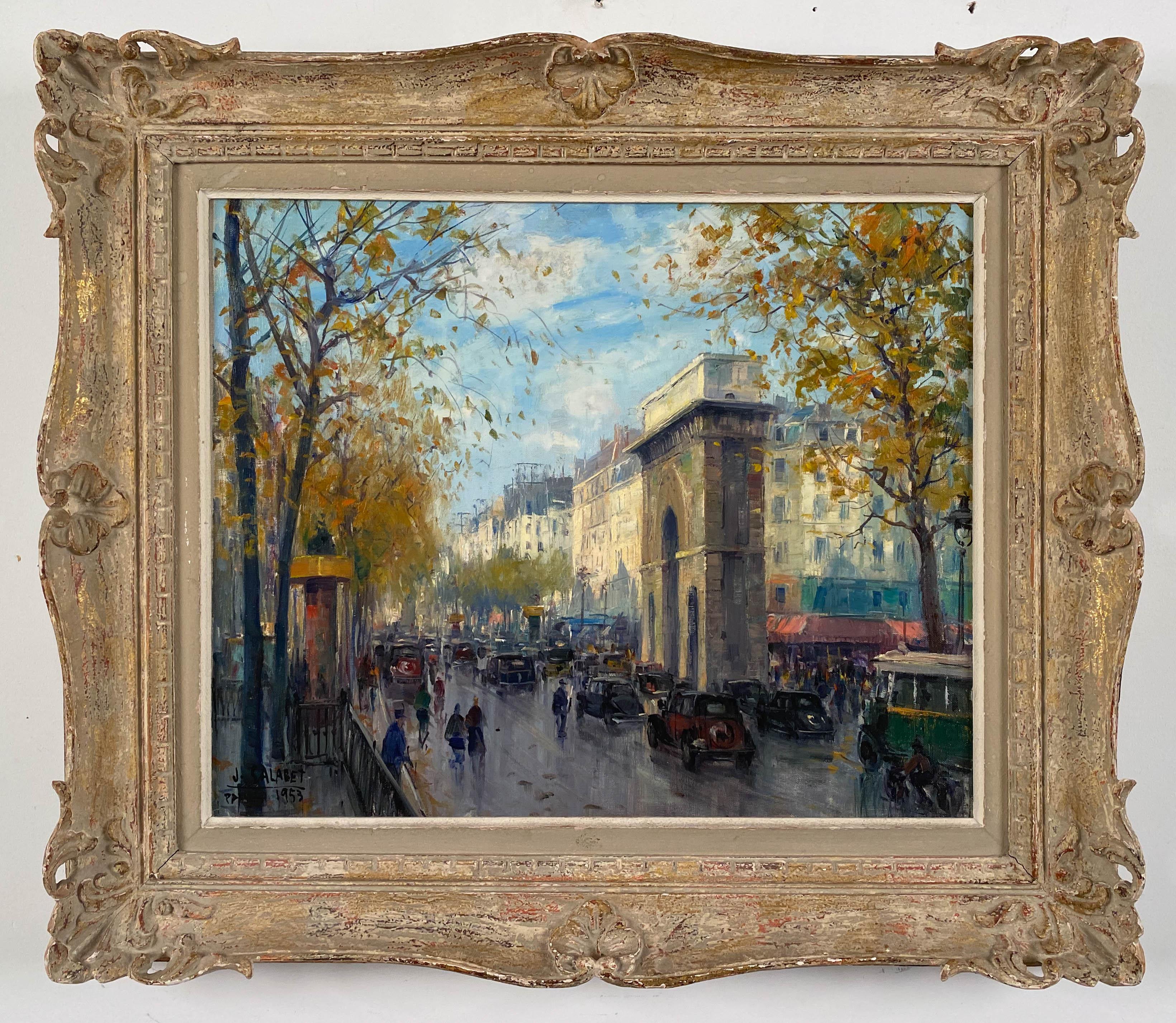 Jean Salabet Landscape Painting - The Triumphal Arch Of Porte Saint-Martin In Paris