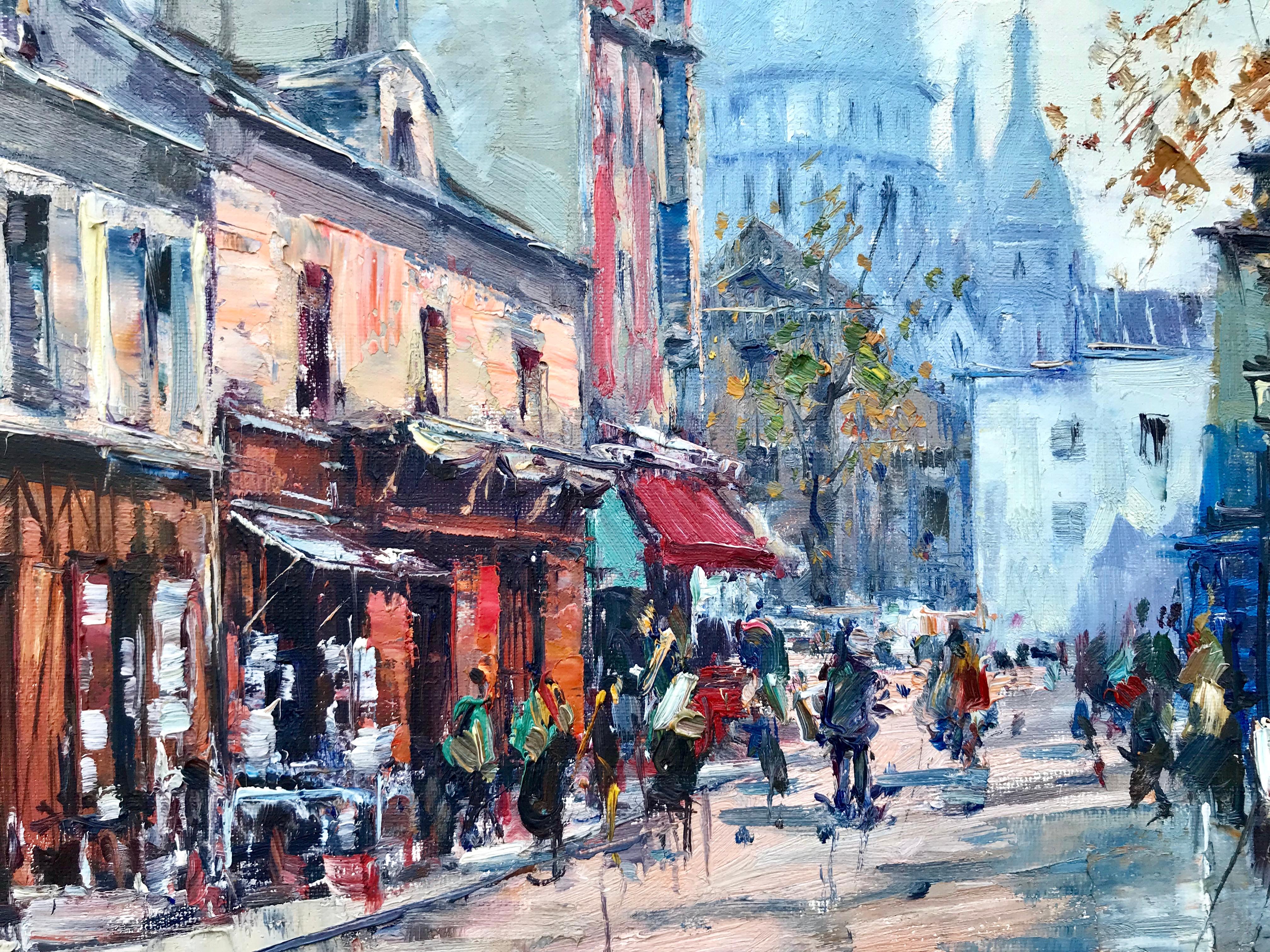 “View of Sacre Coeur” - Gray Figurative Painting by Jean Salabet