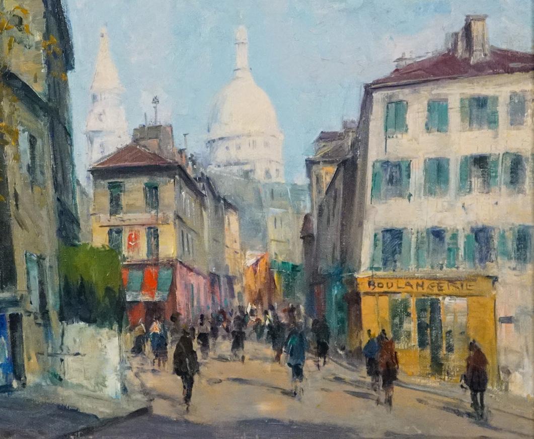 VUE DU SACRE COEUR - MONTMARTRE, PARIS - Gris Landscape Painting par Jean Salabet