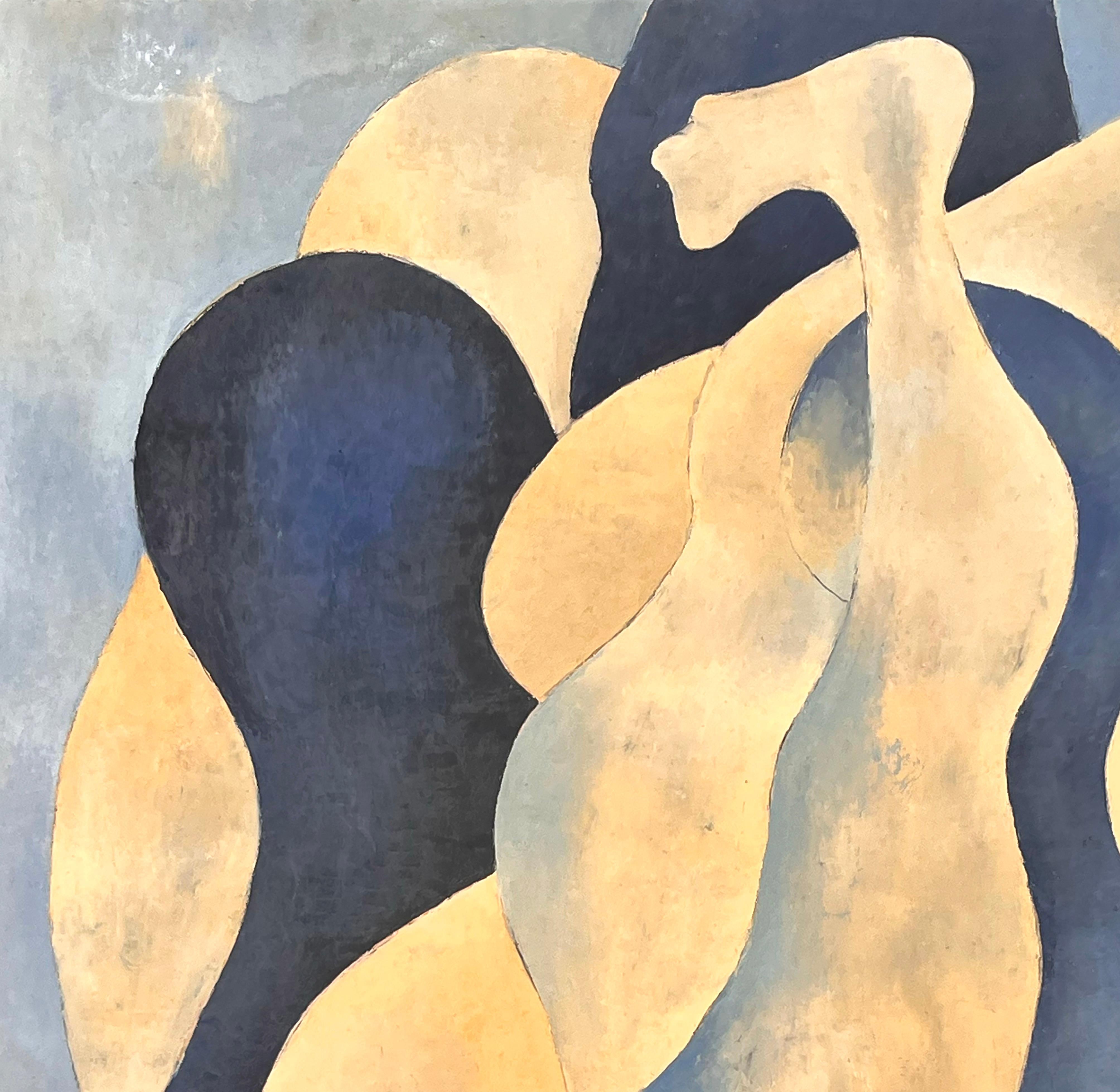 Cielo e sabbia - Abstract Painting Beige di Jean Sanglar