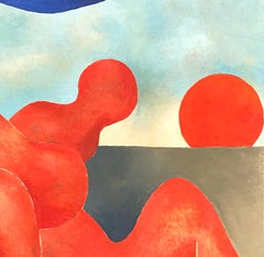 Sunset Abstract Painting, Neo-Expressionist, Oil Crayon & Pastel