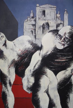Run Mixed Media Painting, Neo-Expressionist, Late 20th Century
