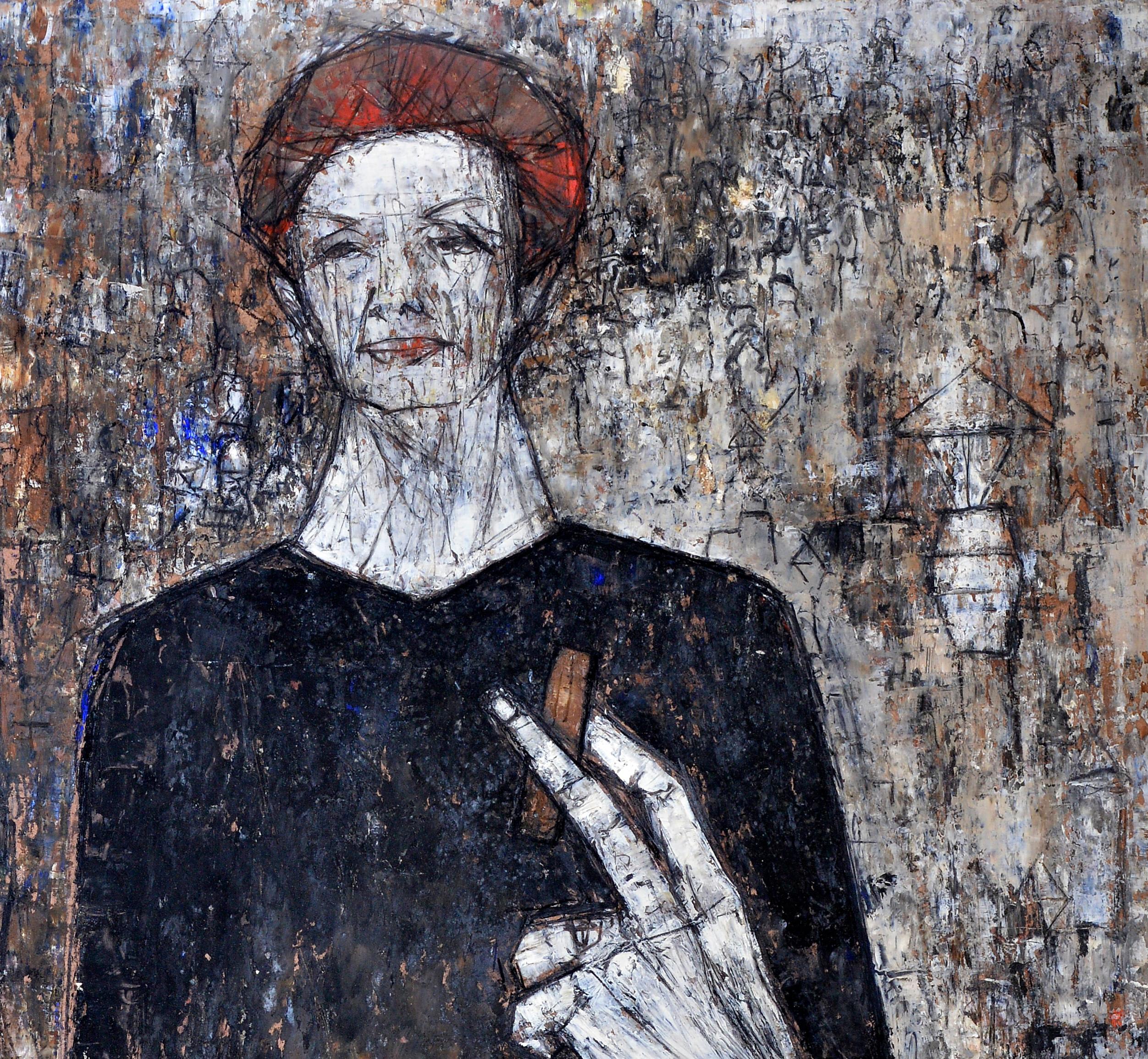Femme au Cigare - Painting by Jean Sanglar