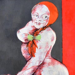 Neo-Expressionist Mixed Media Painting, Late 20th Century, 120x95 cm