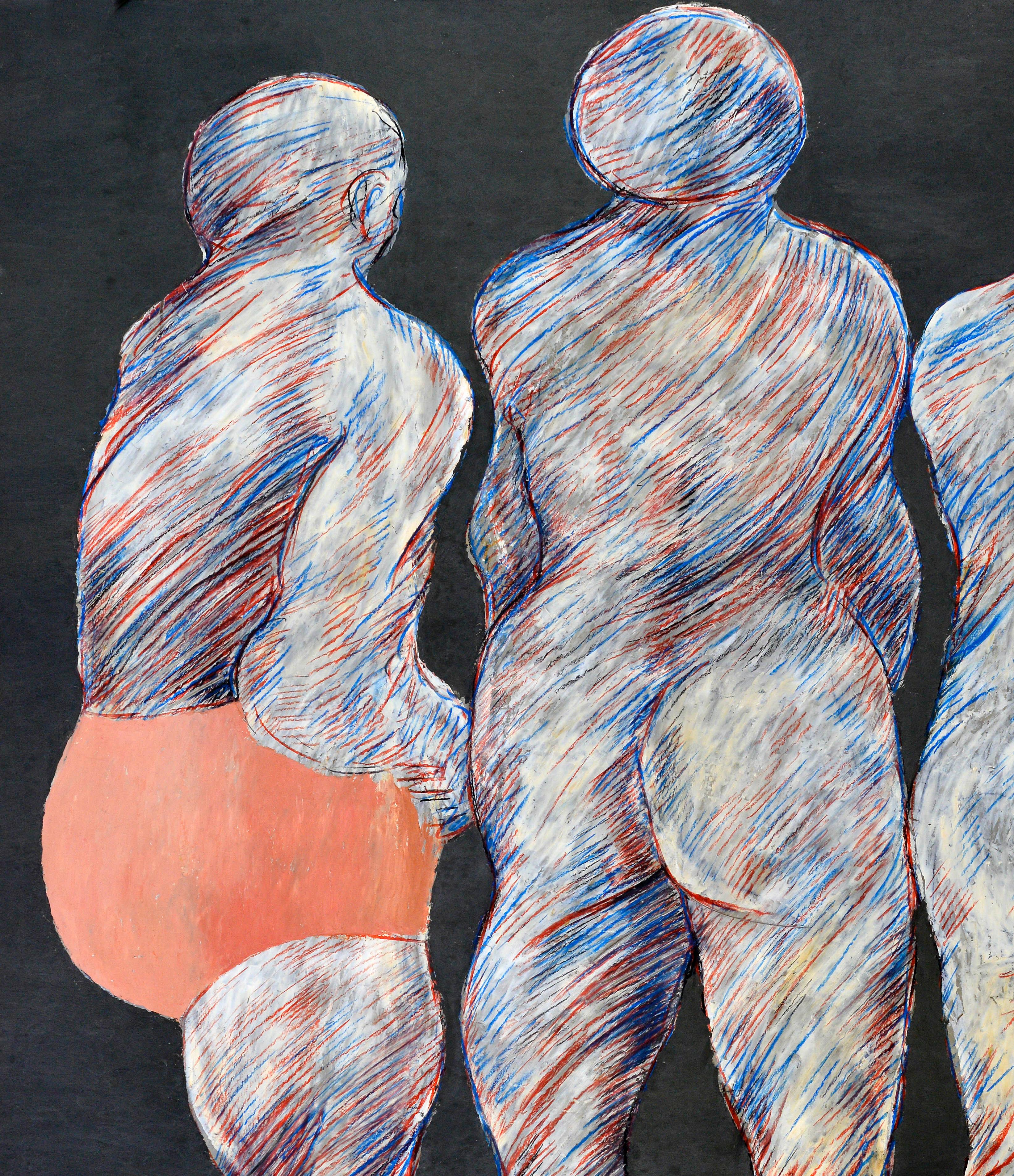 Three nudes - Painting by Jean Sanglar