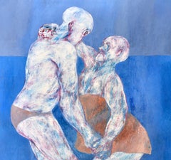 Peinture mixte sans titre, néo-expressionniste, fin du 20e siècle