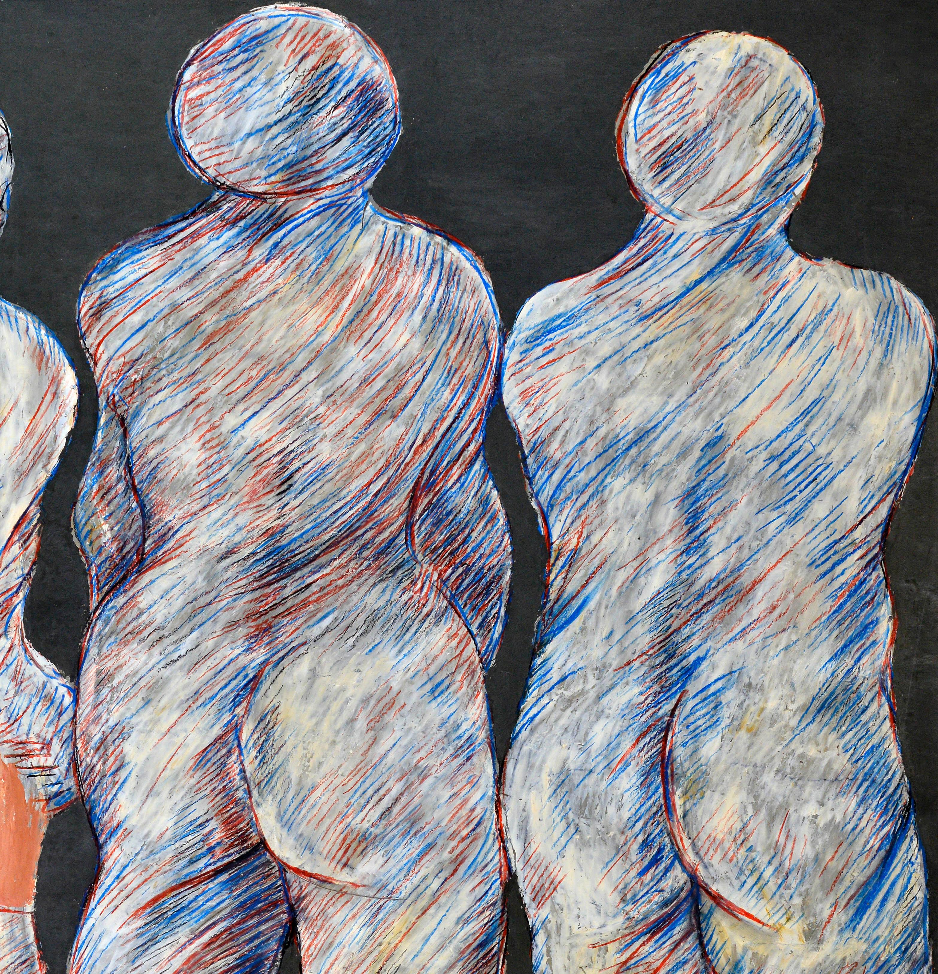 Three nudes - Neo-Expressionist Painting by Jean Sanglar