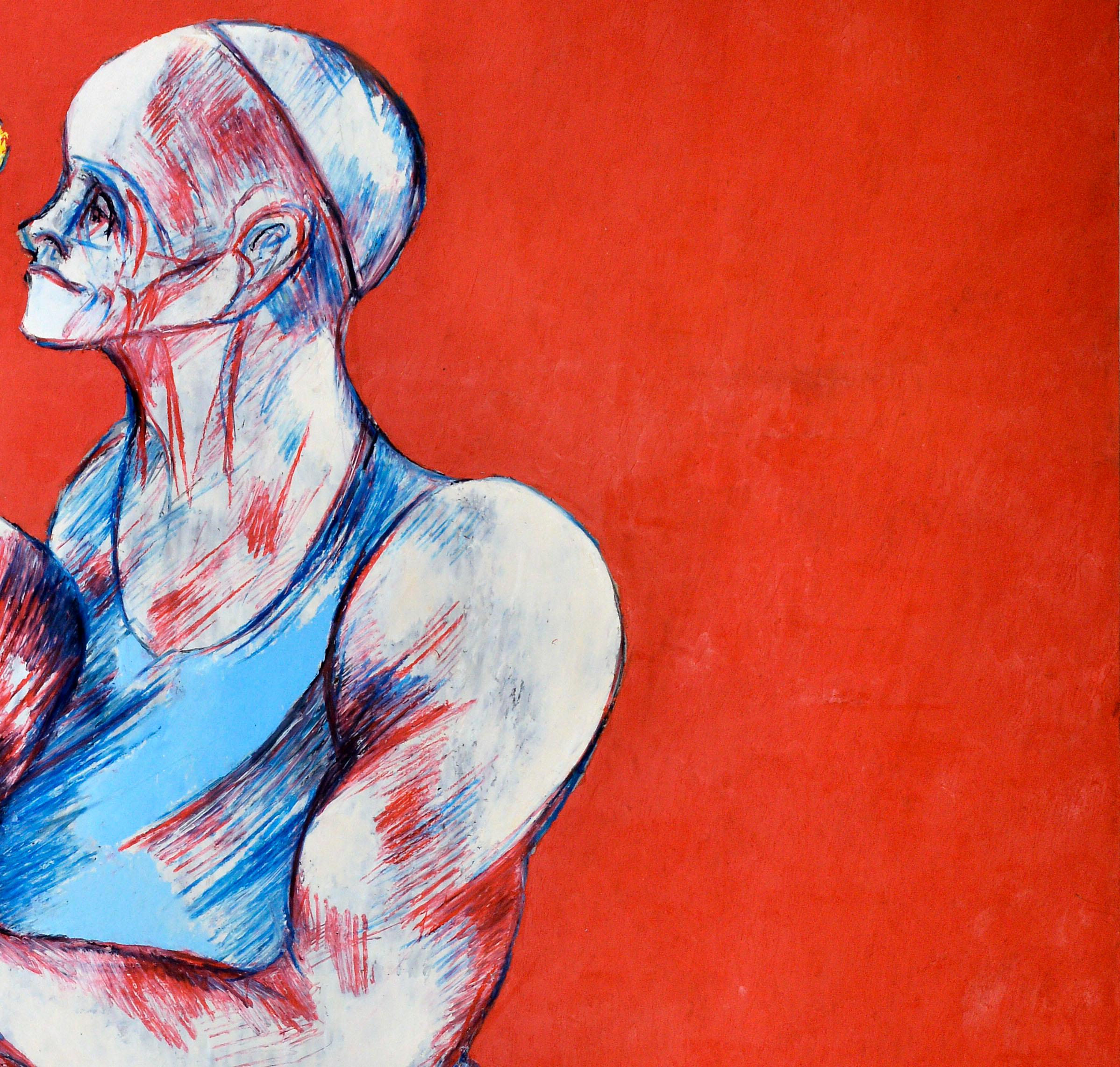 Senza titolo - Figurative Painting Rosso di Jean Sanglar