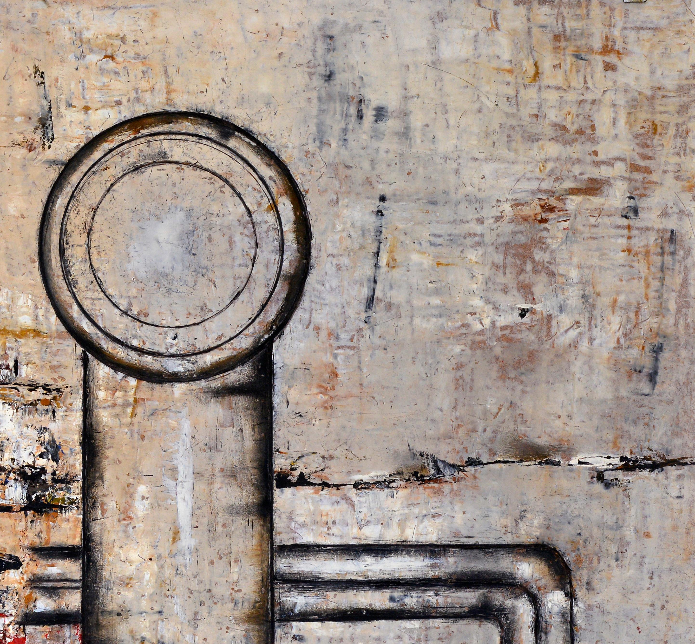 Industrielle - Figurative Painting Gris de Jean Sanglar
