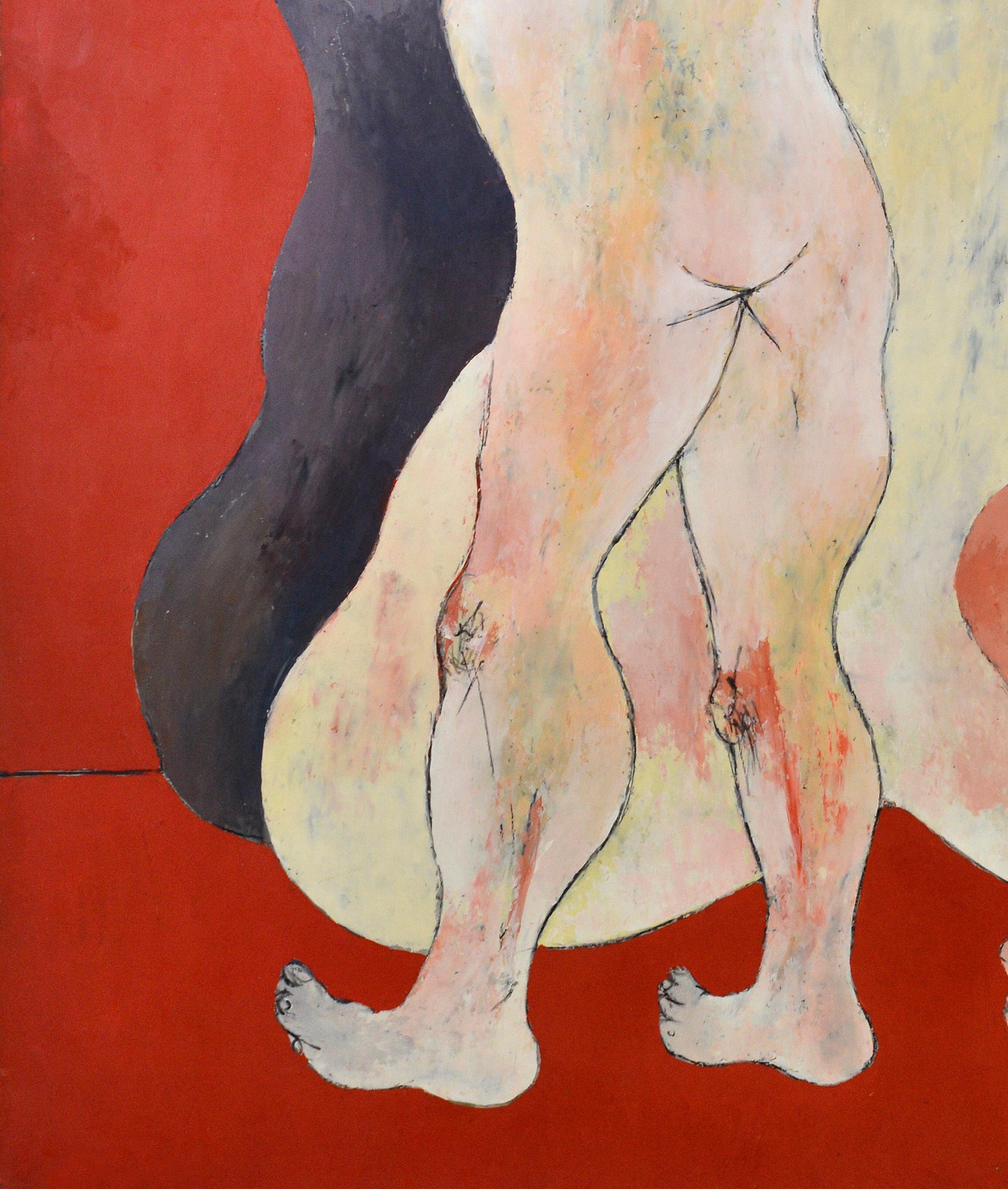 La alfombra voladora - Figurative Painting Marrón de Jean Sanglar