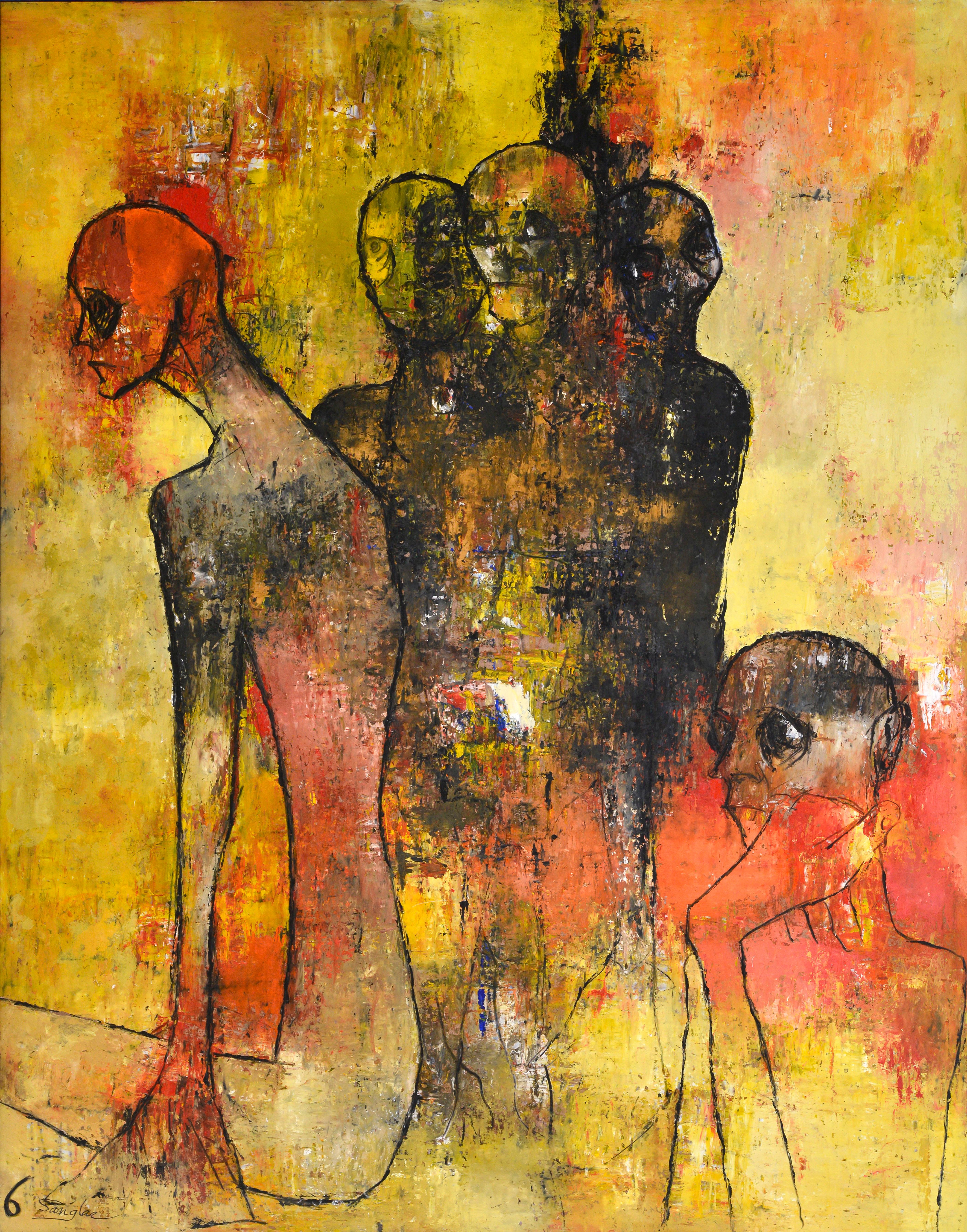 Jean Sanglar Figurative Painting - Hommage à Munch