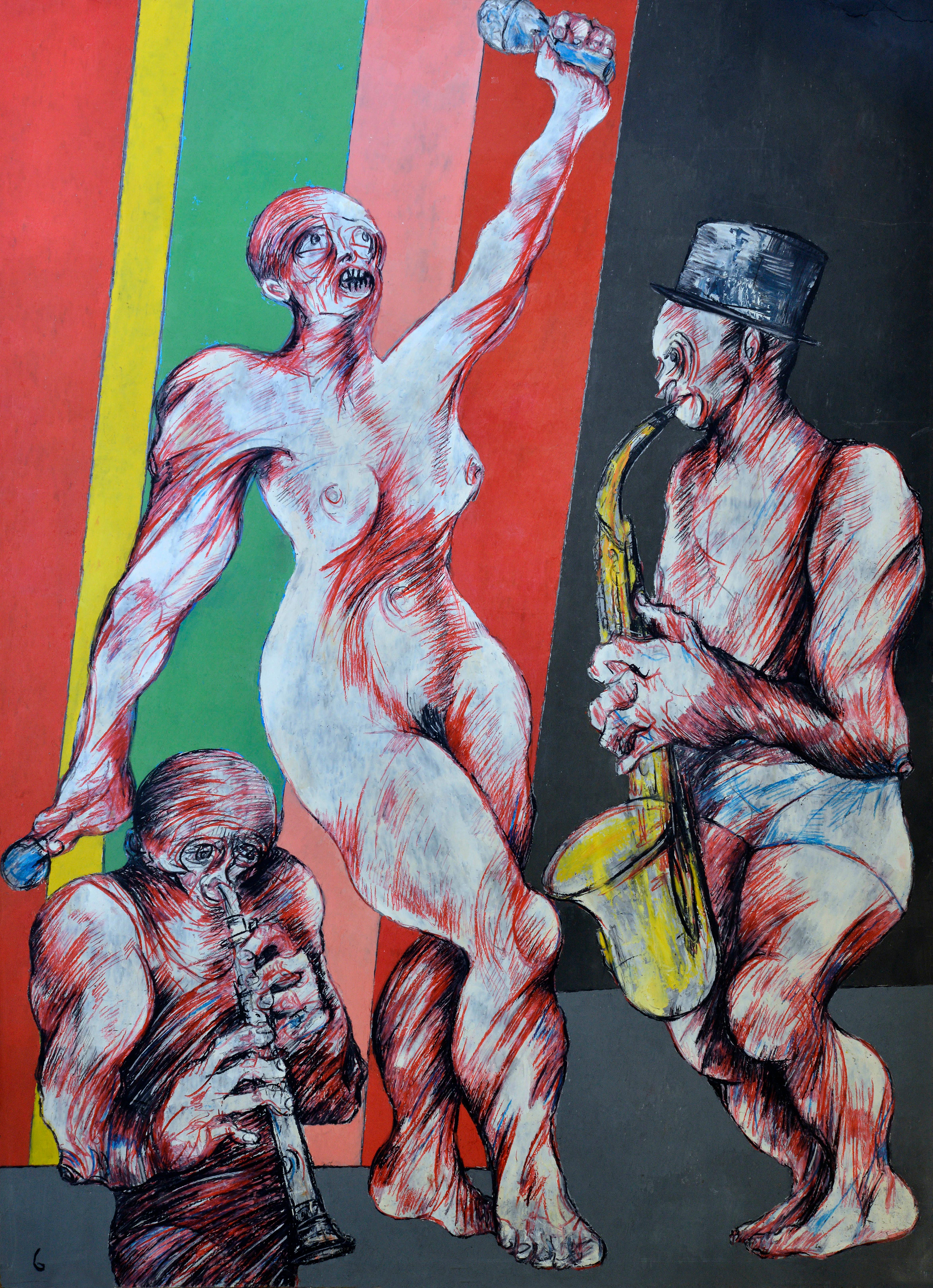 Jean Sanglar Figurative Painting - Jazz