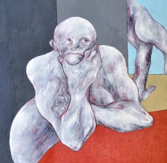 Think, peinture néo-expressionniste en techniques mixtes, fin du 20e siècle