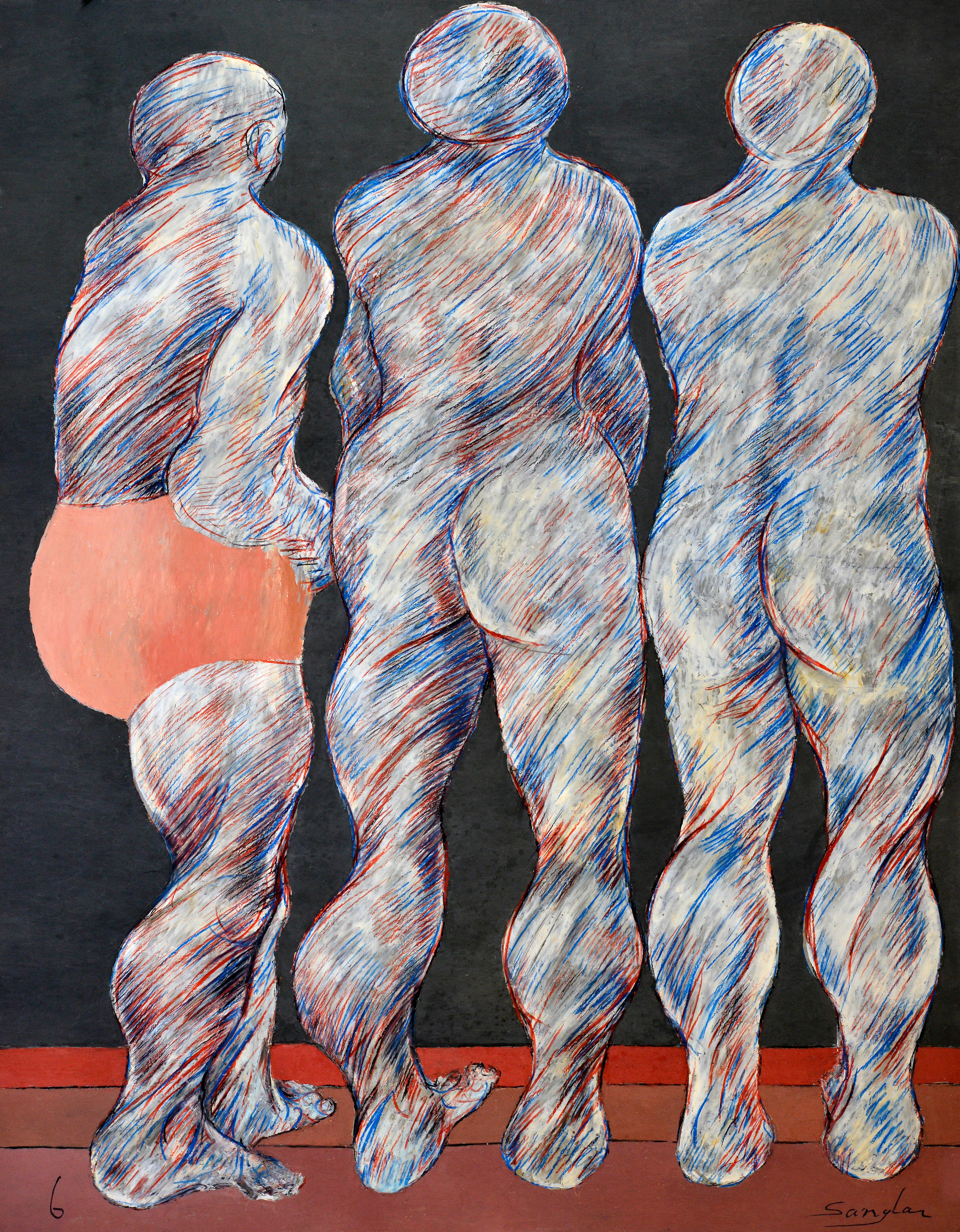 Jean Sanglar Figurative Painting - Three nudes