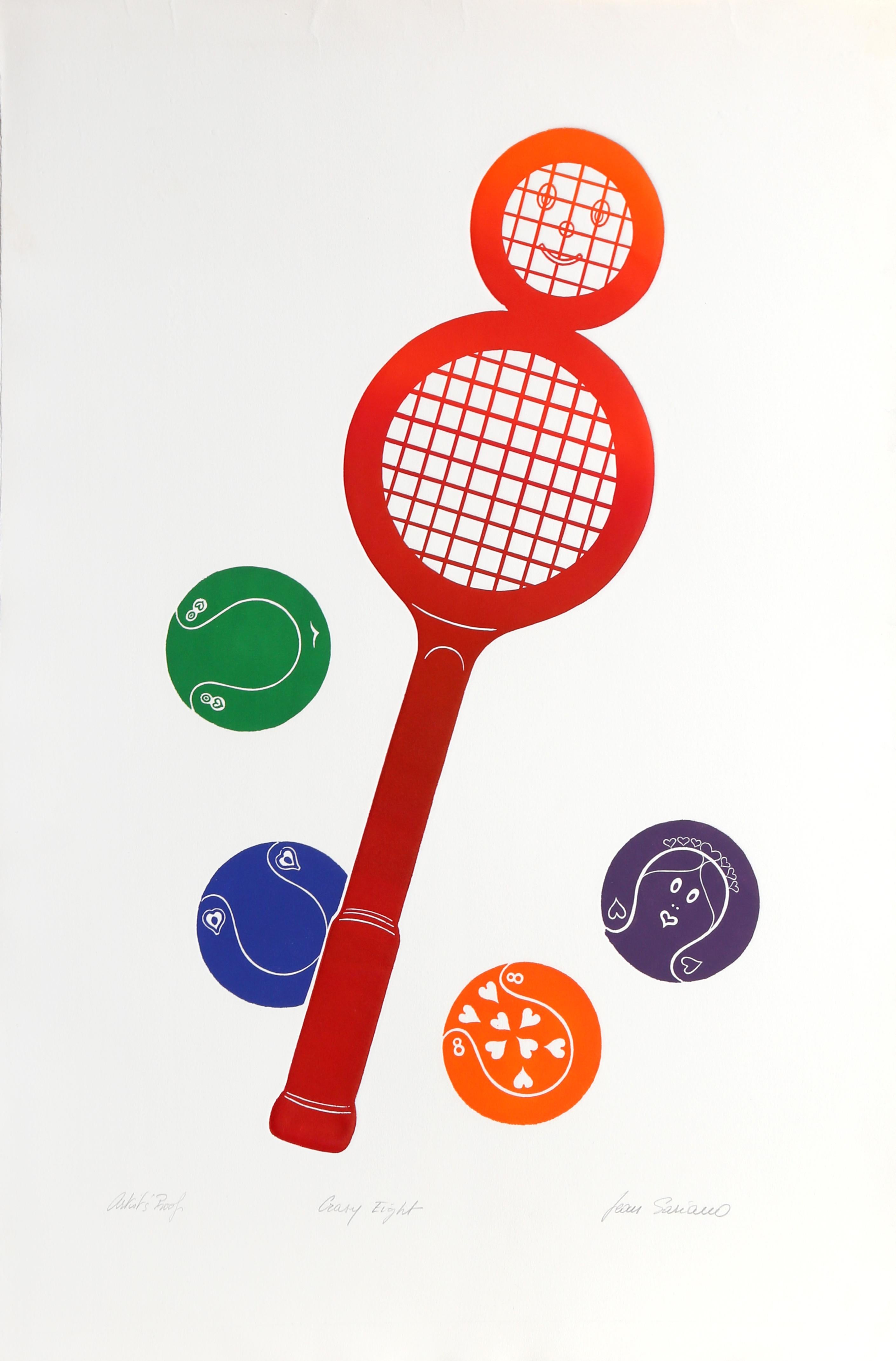 Jean Sariano Figurative Print - Crazy Eight (Tennis), Pop Art Intaglio Etching