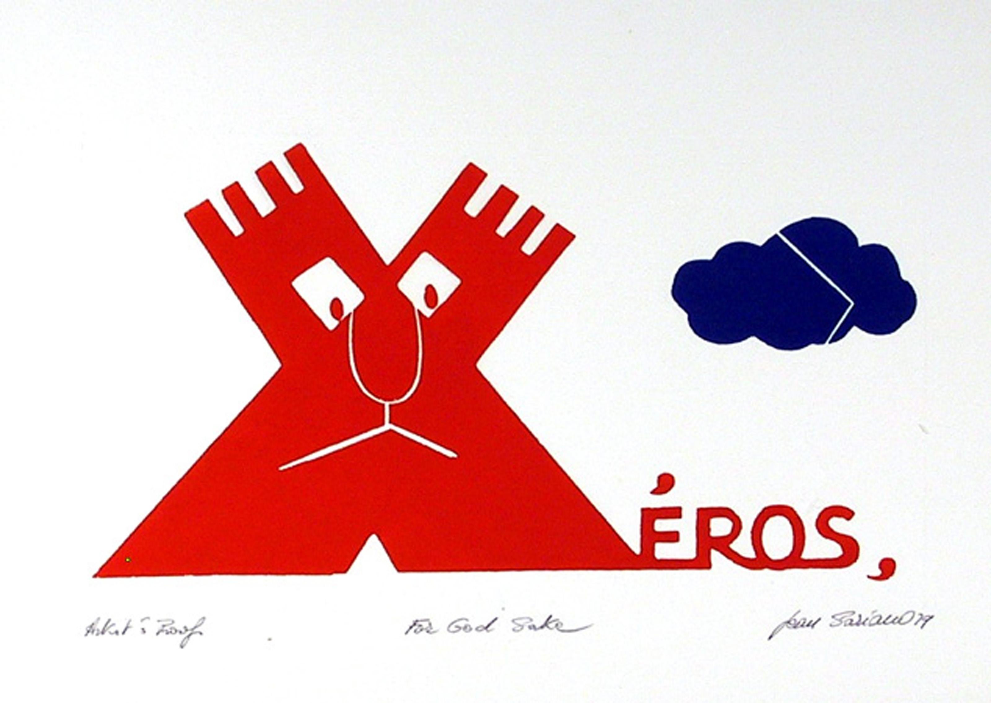 For God Sake, Pop Art Intaglio Etching and Aquatint by Jean Sariano