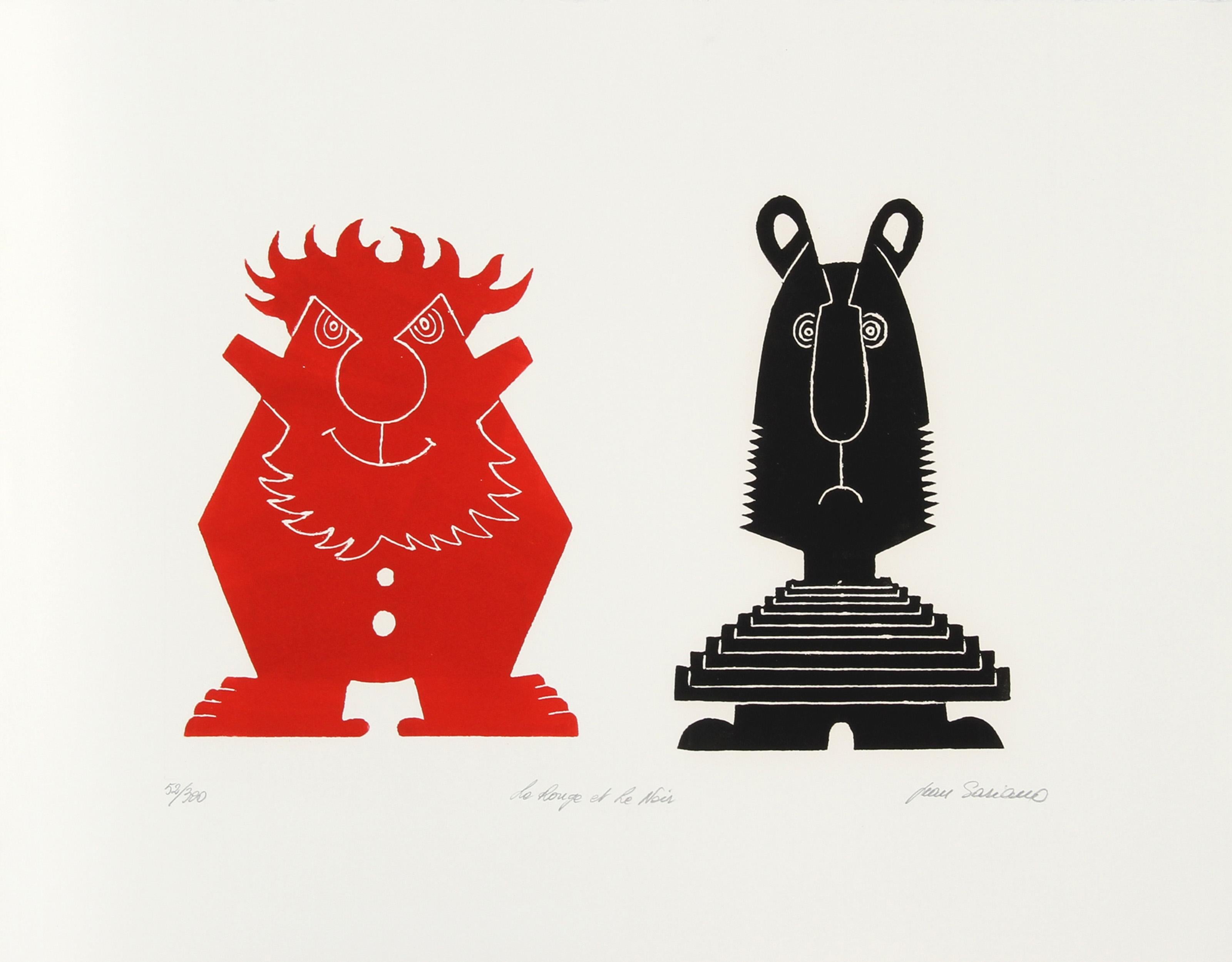 Jean Sariano, Algerian/American (1943 - ) - Le Rouge et Le Noir, Year:  1979, Medium:  Intaglio Etching and Aquatint, signed and numbered in pencil, Edition:  300, Image Size:  12 x 17 inches, Size:  19 in. x 24 in. (48.26 cm x 60.96 cm)