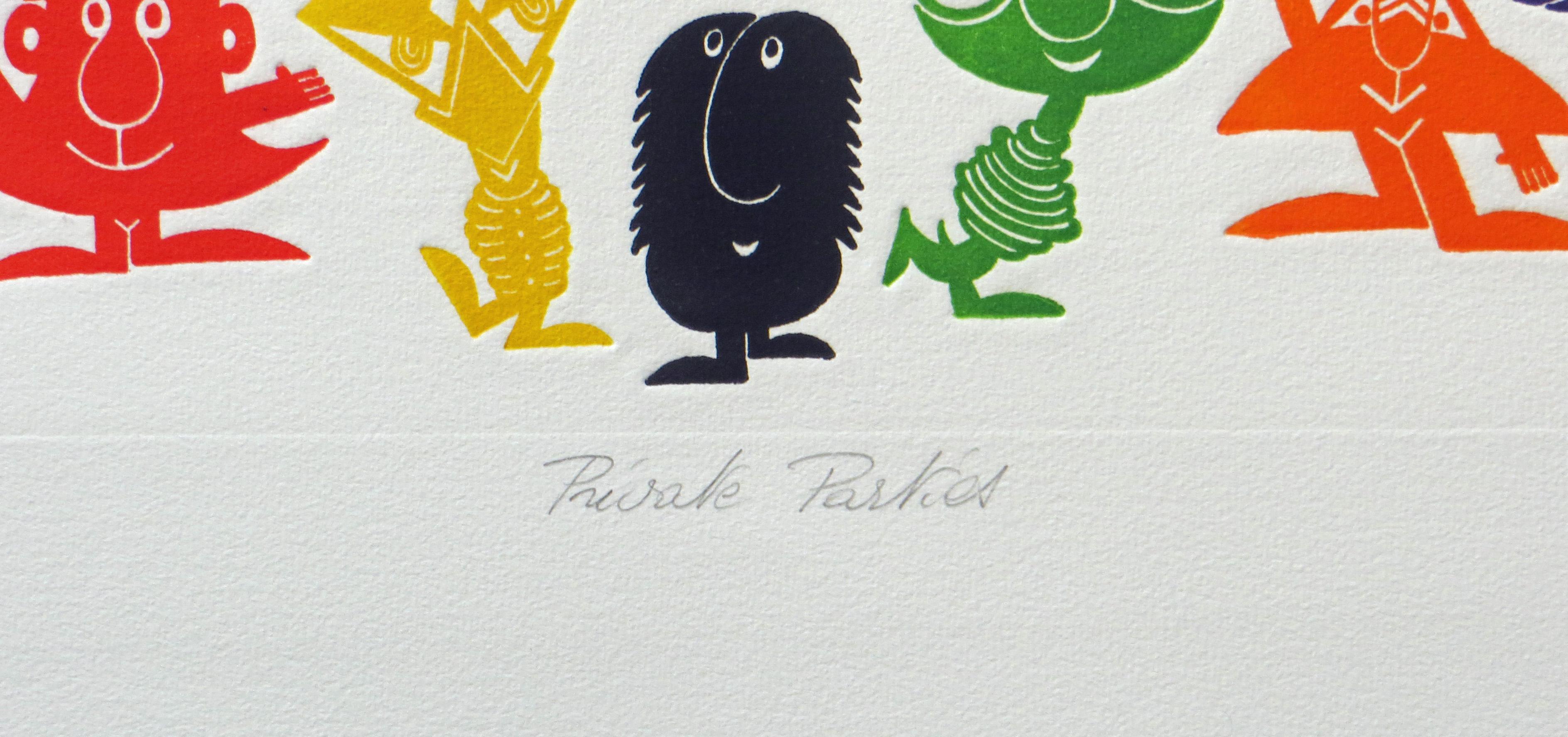 Private Parties - Beige Figurative Print by Jean Sariano
