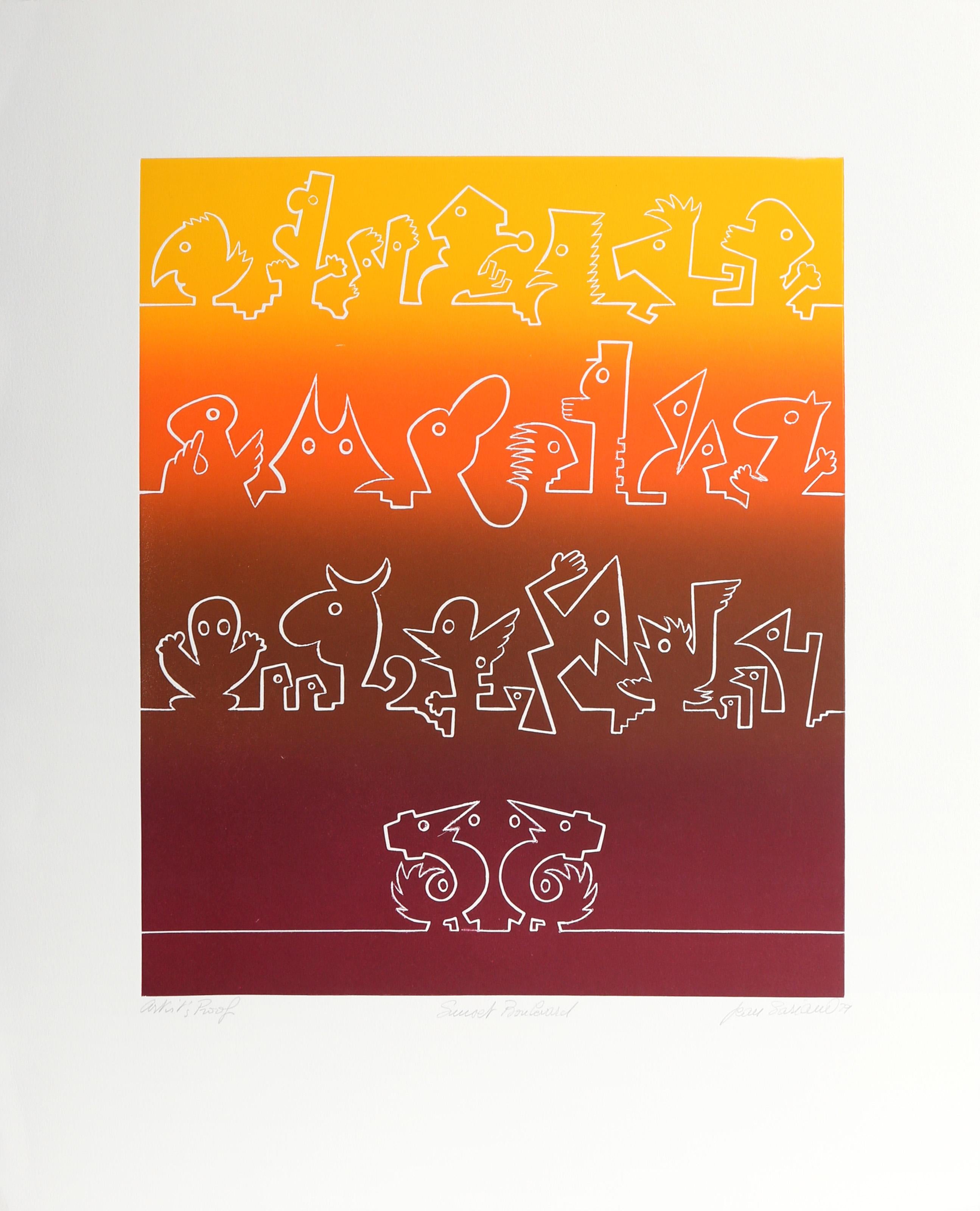 Sunset Boulevard, Pop Art Intaglio Etching and Aquatint by Jean Sariano