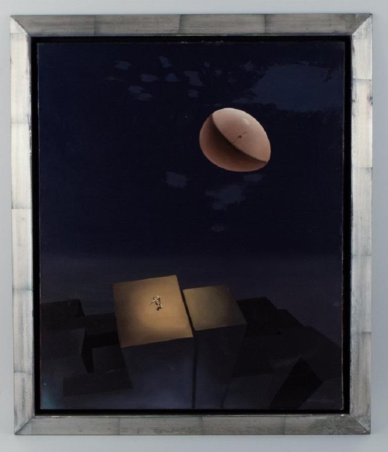 Jean Savi-Léojac (1927-1989), a French artist. Surrealist composition.
Oil on canvas.
Approx. 1970s.
Signed.
In excellent condition.
Visible size: 54.5 x 63.5 cm. total dimensions: 64 x 75 cm.