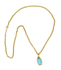 Jean Schlumberger 1970 Tiffany & Co. Turquoise 18 Karat Yellow Gold Egg Necklace