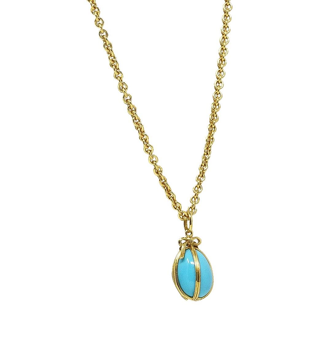 Contemporary Jean Schlumberger 1970 Tiffany & Co. Turquoise 18 Karat Yellow Gold Egg Necklace