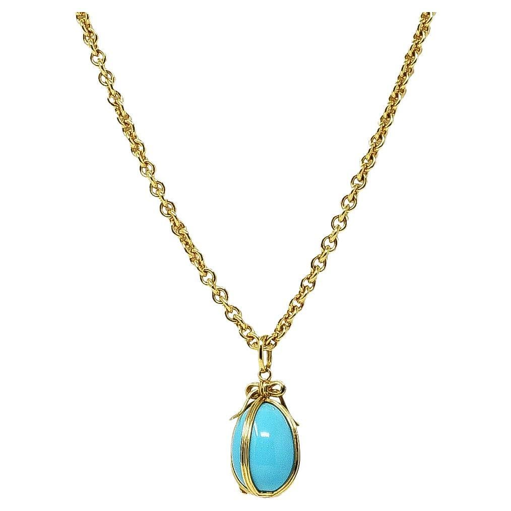 Jean Schlumberger 1970 Tiffany & Co. Turquoise 18 Karat Yellow Gold Egg Necklace