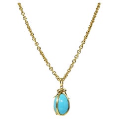 Vintage Jean Schlumberger 1970 Tiffany & Co. Turquoise 18 Karat Yellow Gold Egg Necklace