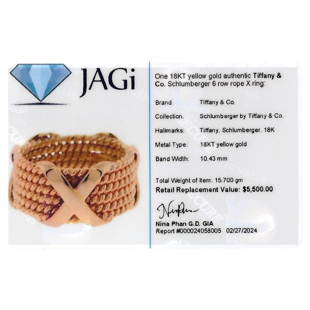 Jean Schlumberger by Tiffany & Co. 6-Row Rope 'X' Band Ring 18 Karat Yellow Gold For Sale 5