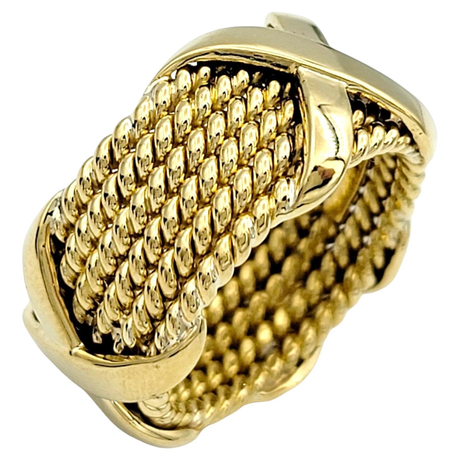 Contemporain Jean Schlumberger par Tiffany & Co., bague jonc en or jaune 18 carats avec 6 rangées de cordes en forme de X en vente