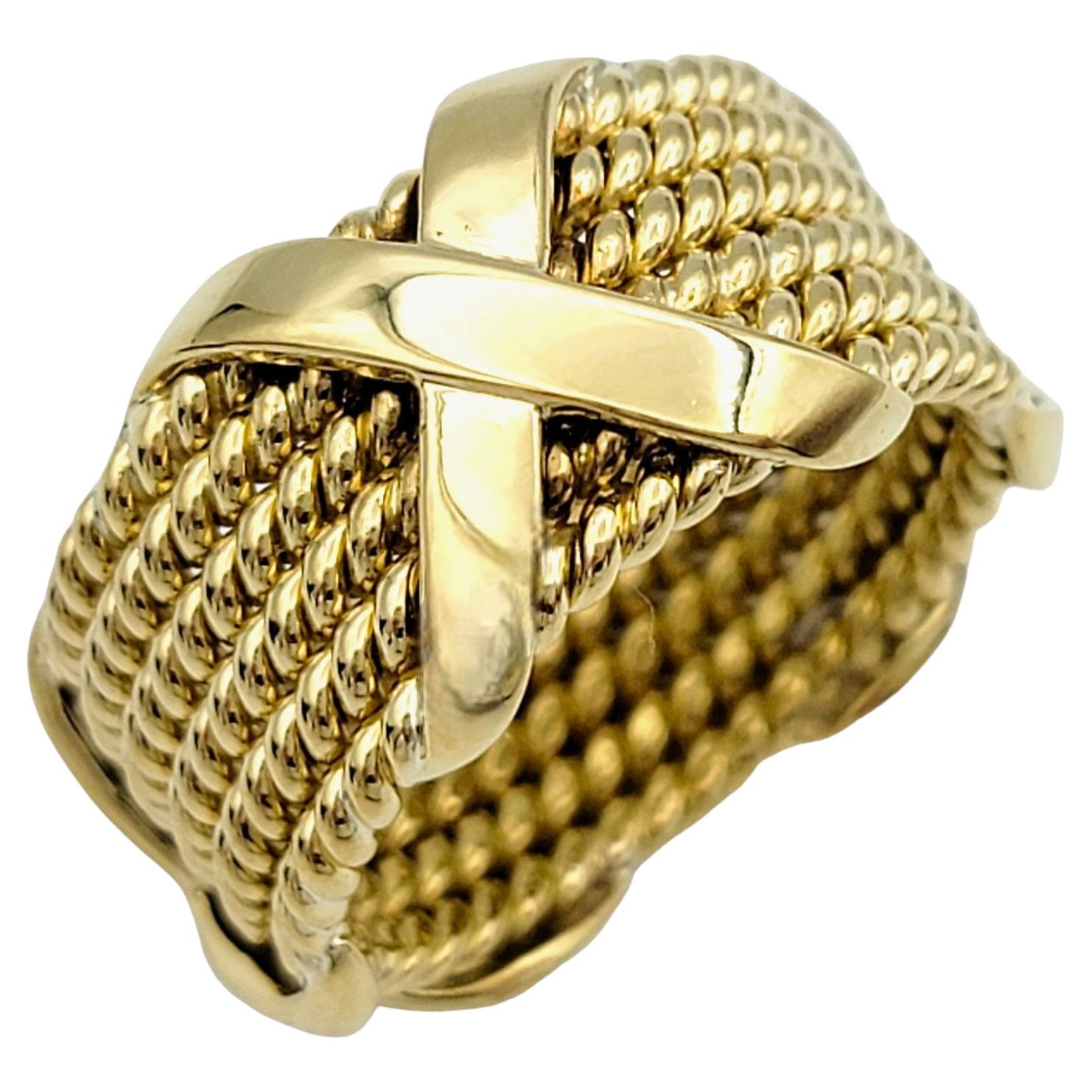 Jean Schlumberger by Tiffany & Co. 6-Row Rope 'X' Band Ring 18 Karat Yellow Gold In Good Condition In Scottsdale, AZ