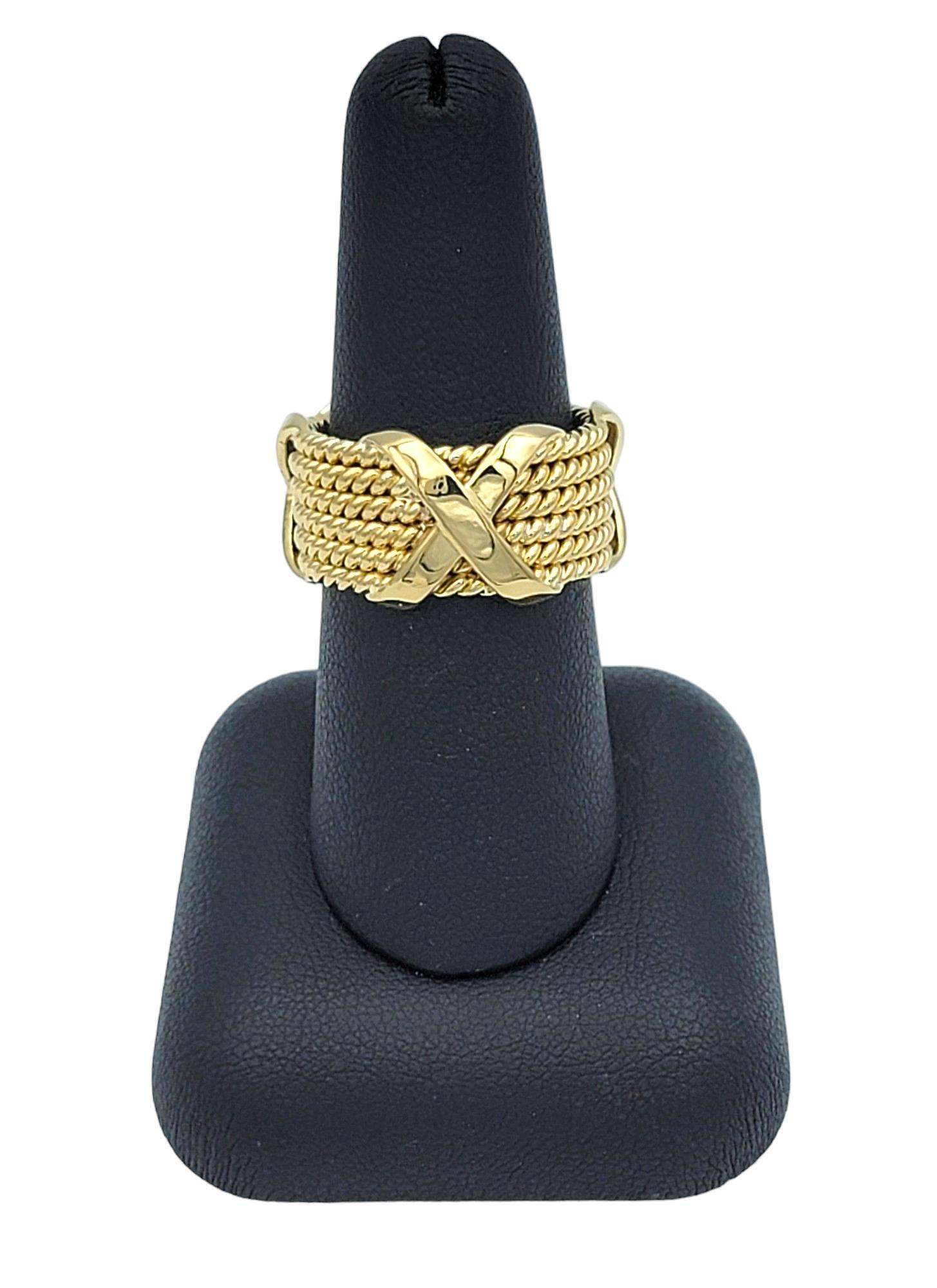 Jean Schlumberger by Tiffany & Co. 6-Row Rope 'X' Band Ring 18 Karat Yellow Gold 3