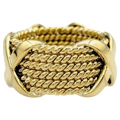 Used Jean Schlumberger by Tiffany & Co. 6-Row Rope 'X' Band Ring 18 Karat Yellow Gold