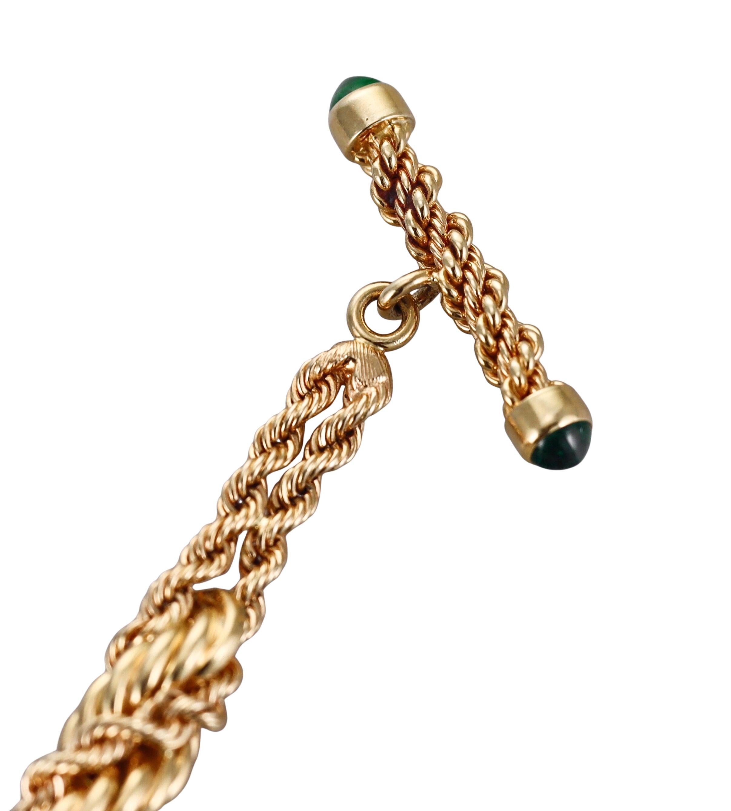 Taille cabochon Jean Schlumberger Bracelet toggle torsadé en or jaune et émeraude en vente