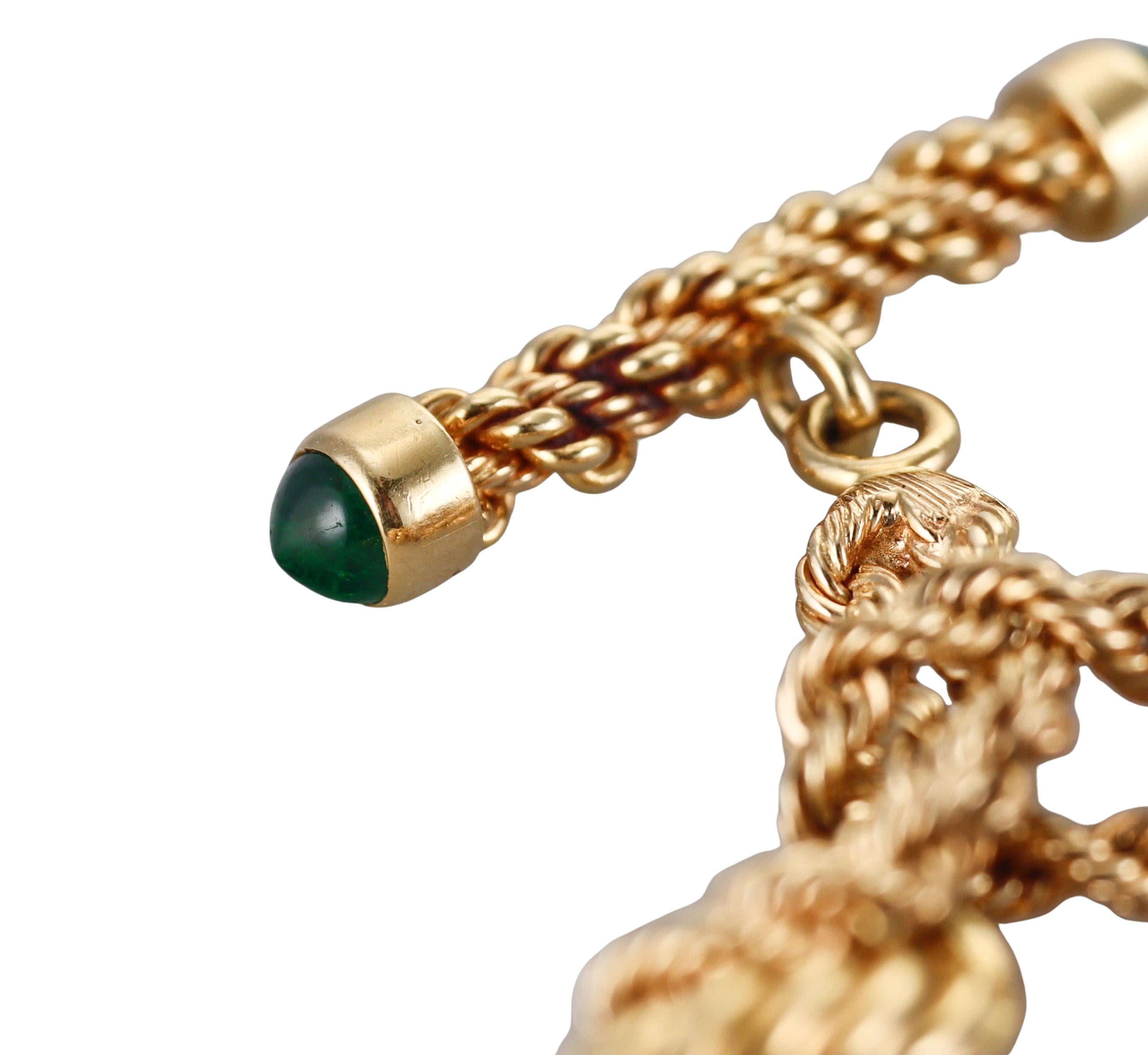 Jean Schlumberger Bracelet toggle torsadé en or jaune et émeraude en vente 3