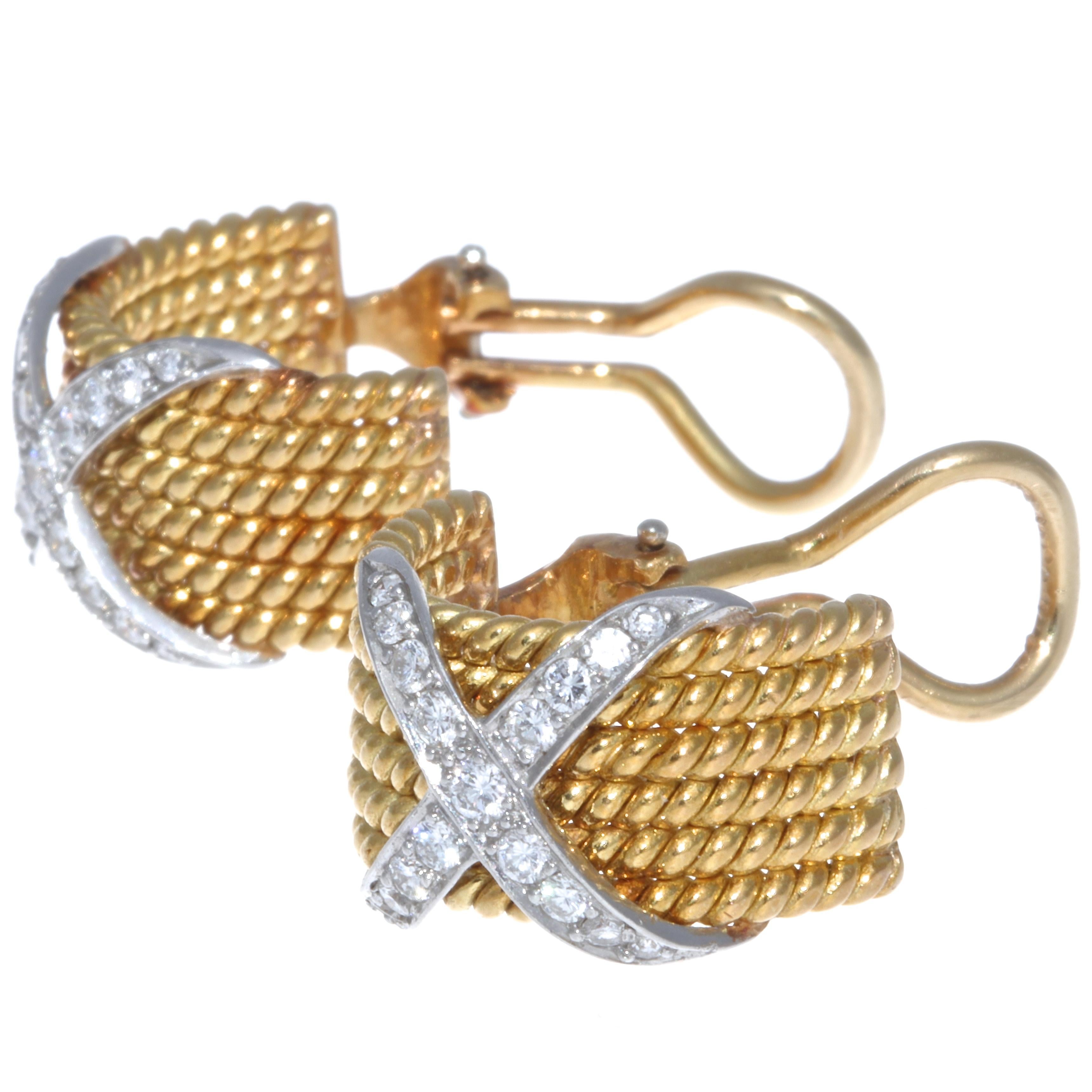 Jean Schlumberger for Tiffany & Co. Diamond 18 Karat Gold Earrings In Good Condition In Beverly Hills, CA