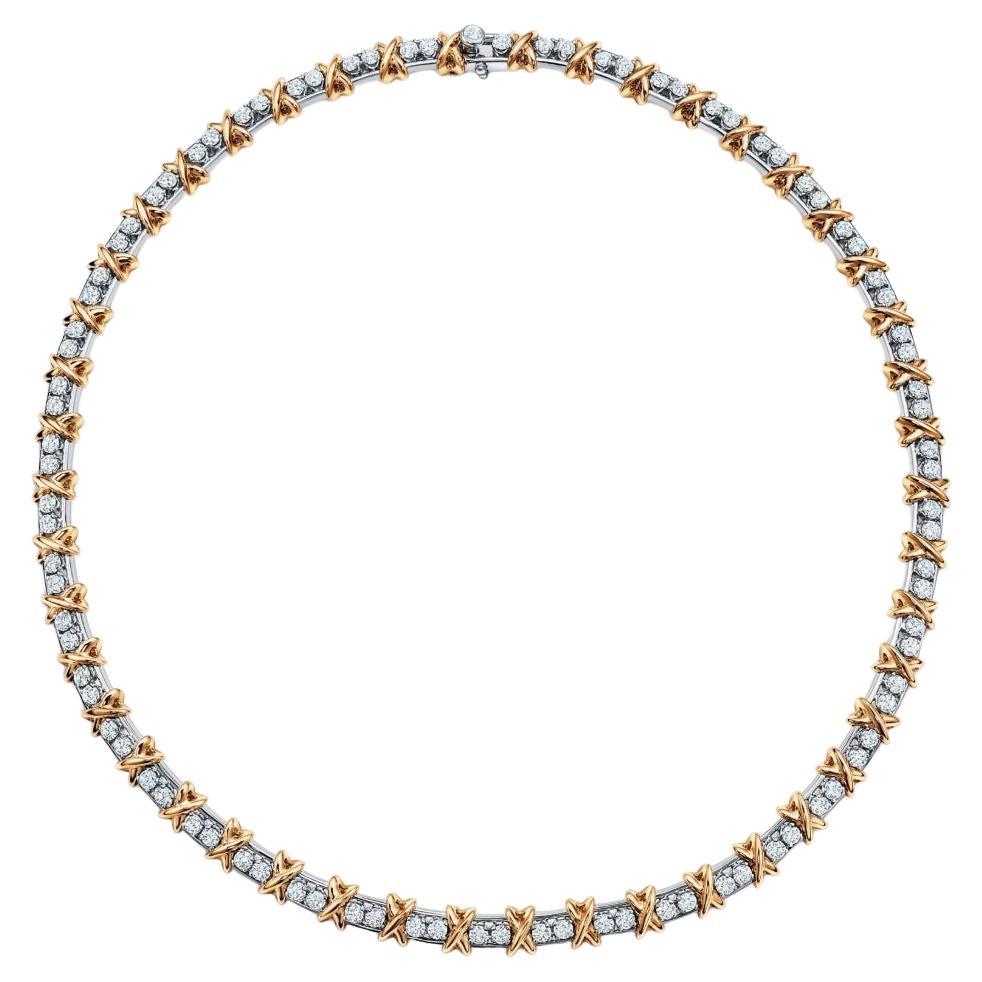Jean Schlumberger for Tiffany 
Co. 16-Stone Diamond Necklace in Platinum 
18K For Sale