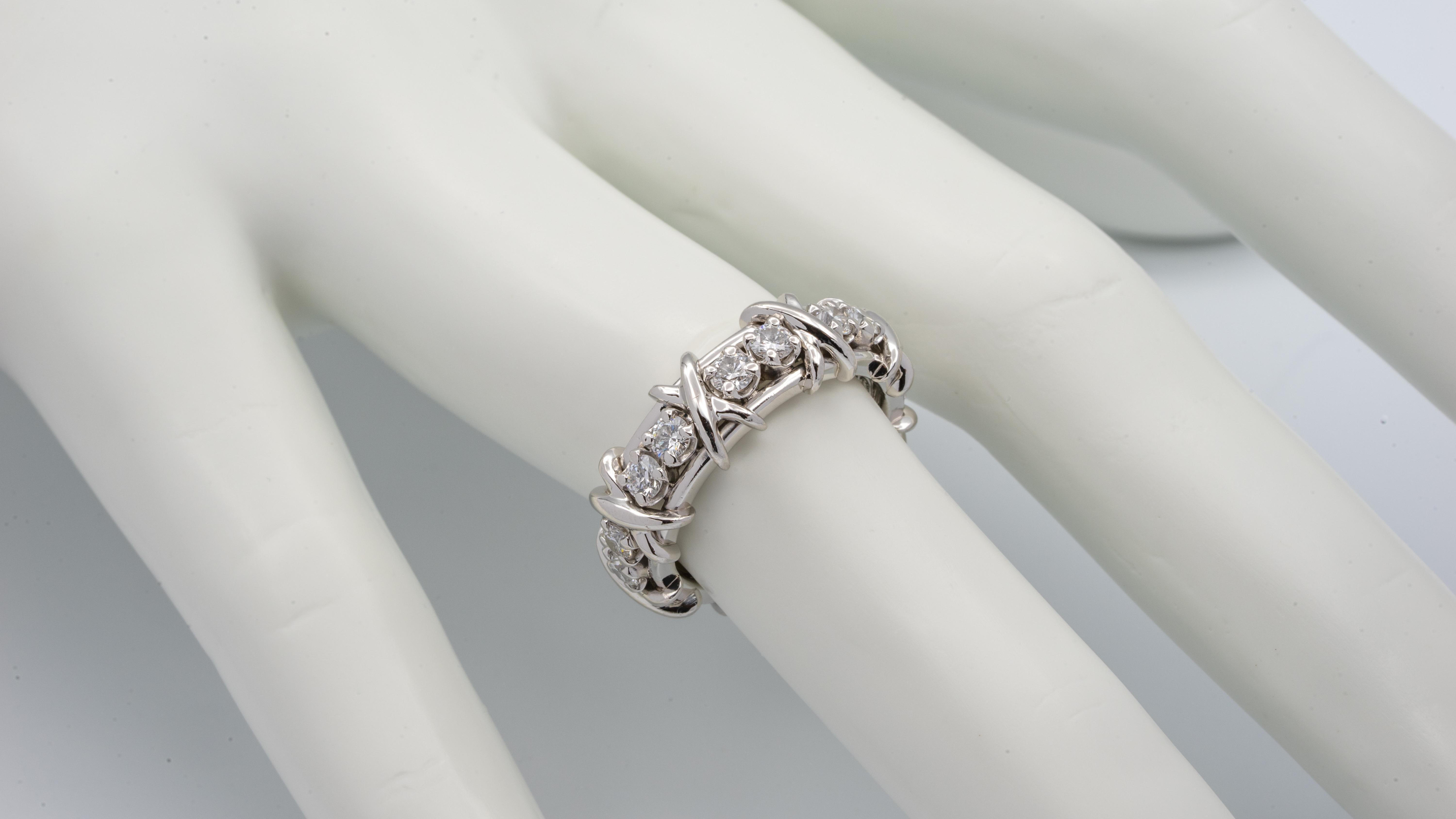 Women's or Men's Jean Schlumberger for Tiffany & Co. 16 Stone Ring with Diamonds, Platinum