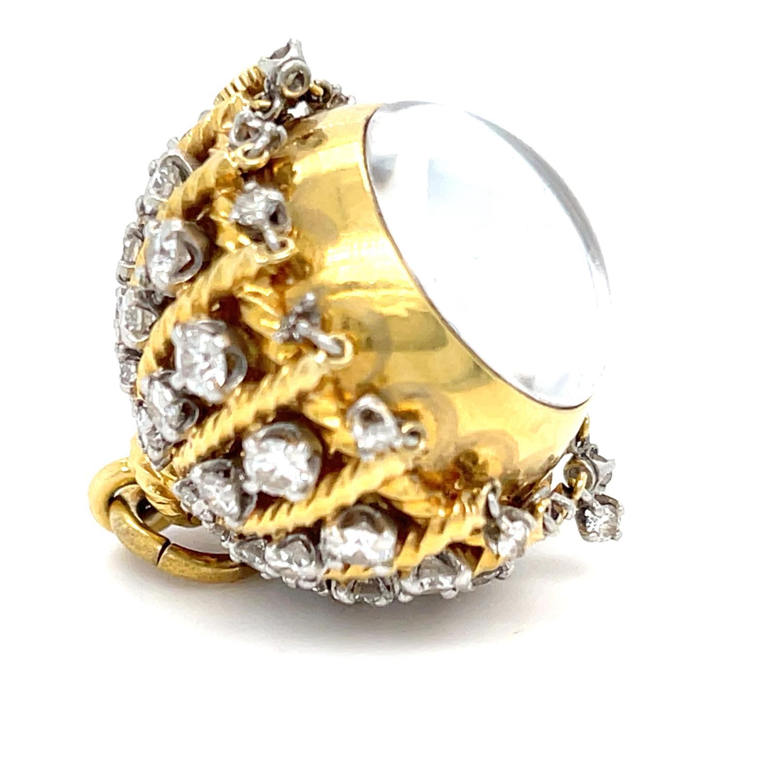 Taille ronde Jean Schlumberger pour Tiffany & Co. Pendentif montre en or 18 carats et diamants de 2,50 carats en vente